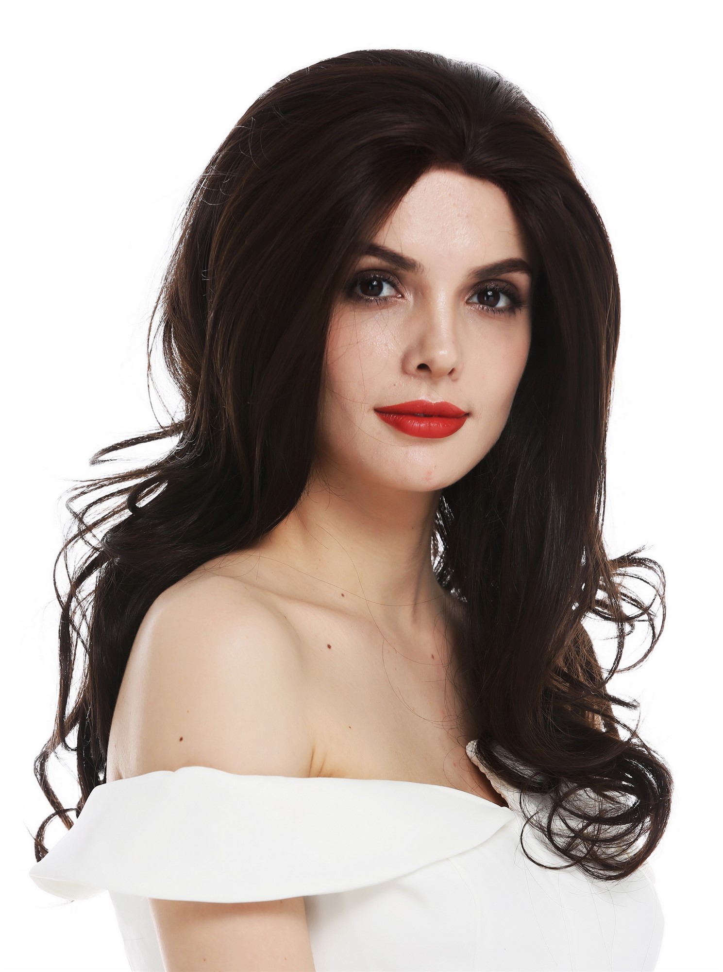 Women's wig lace front long wavy voluminous dark brown mix TYM-061-LF, view 5, WIG ME UP: Your Perücken Online Shop Quality Wigs, Ladies, brown mix, curled, long