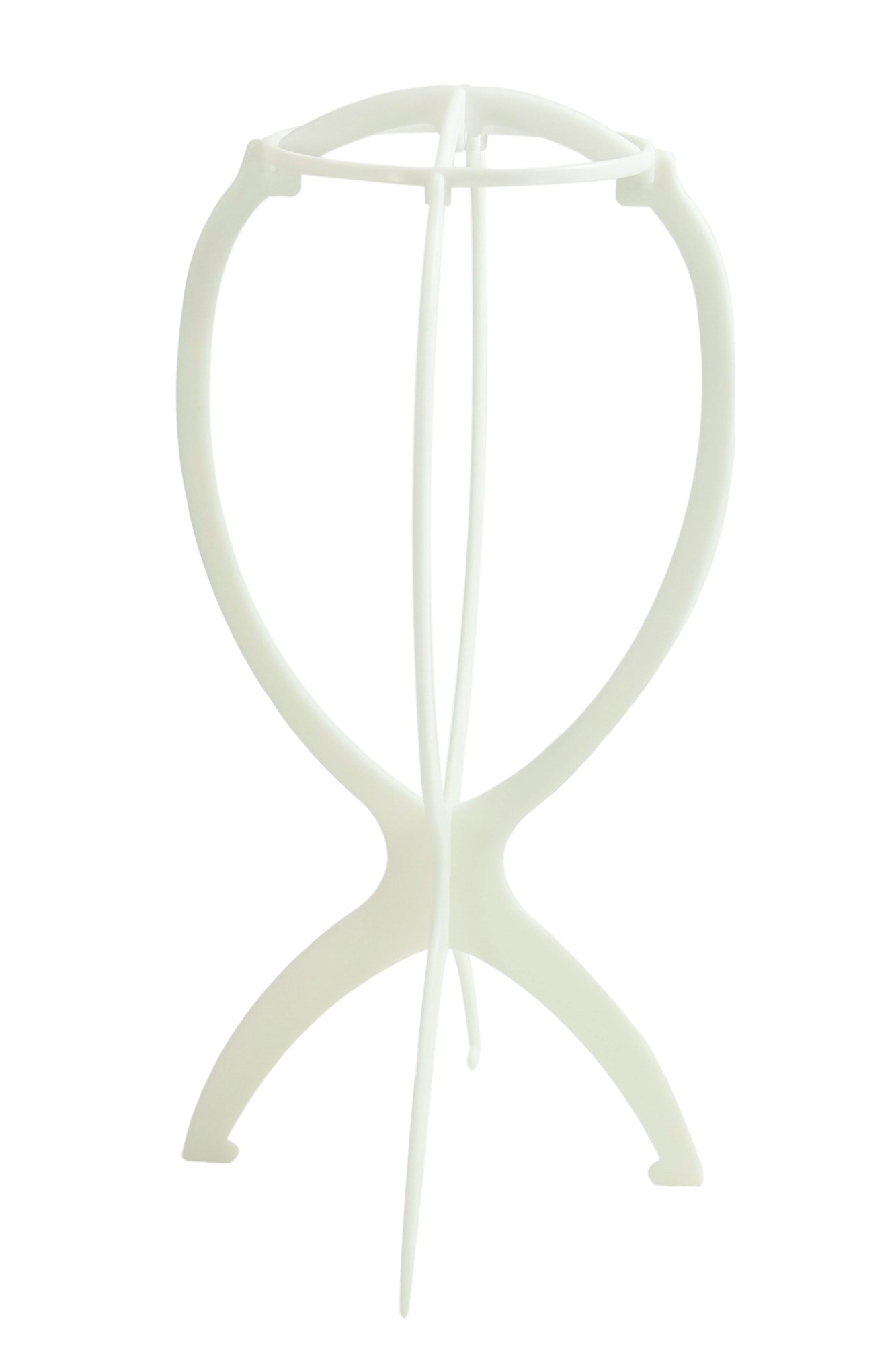 Plastic wig stand, wig display and hold, white M18, front view, WIG ME UP: Your Perücken Online Shop Mannequin Heads, shoulder-length