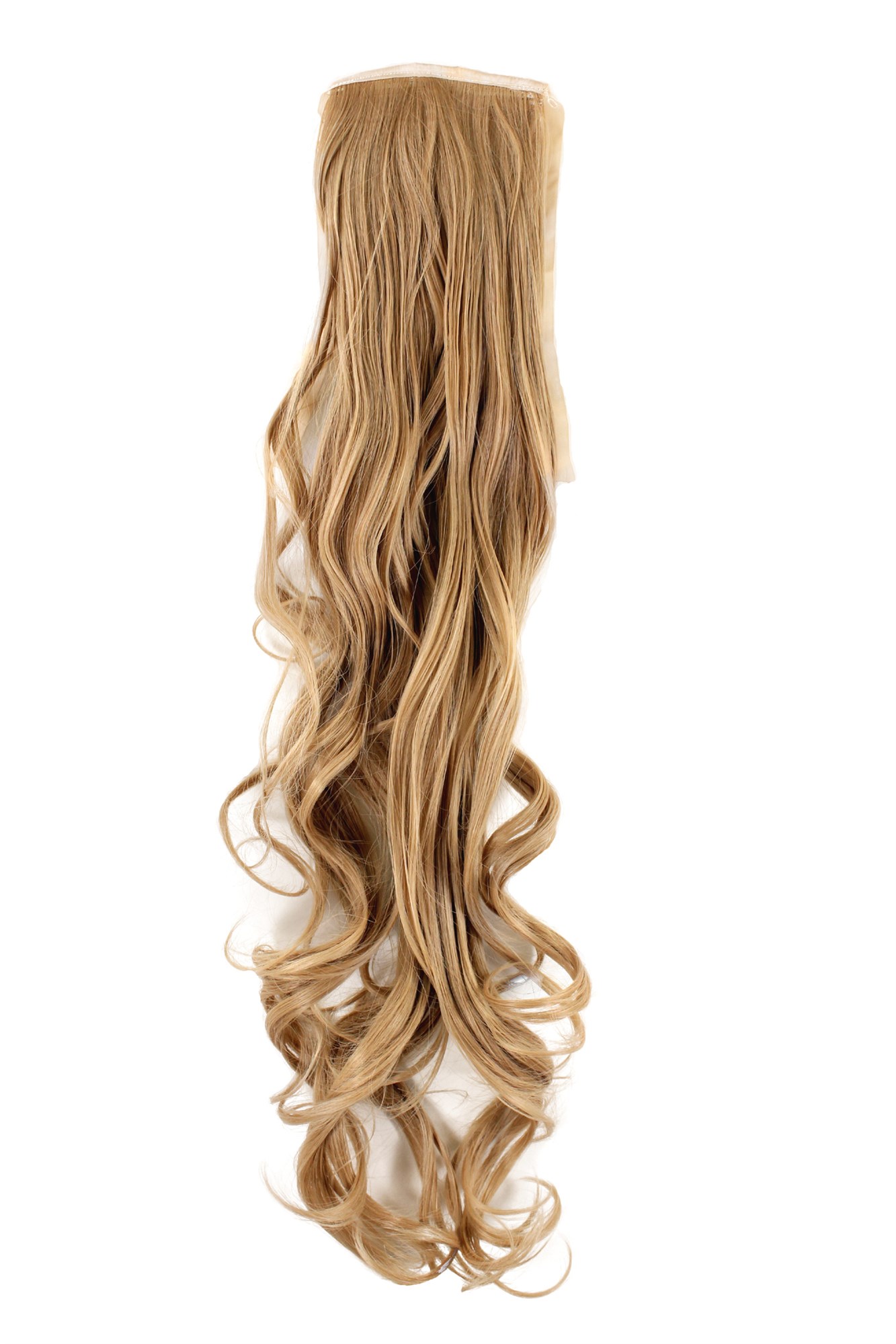 Ponytail comb ribbon wrap-around extension long wavy dark blondeYZF-1094HT, front view, WIG ME UP: Your Perücken Online Shop Ponytails, Blonde, wavy, long