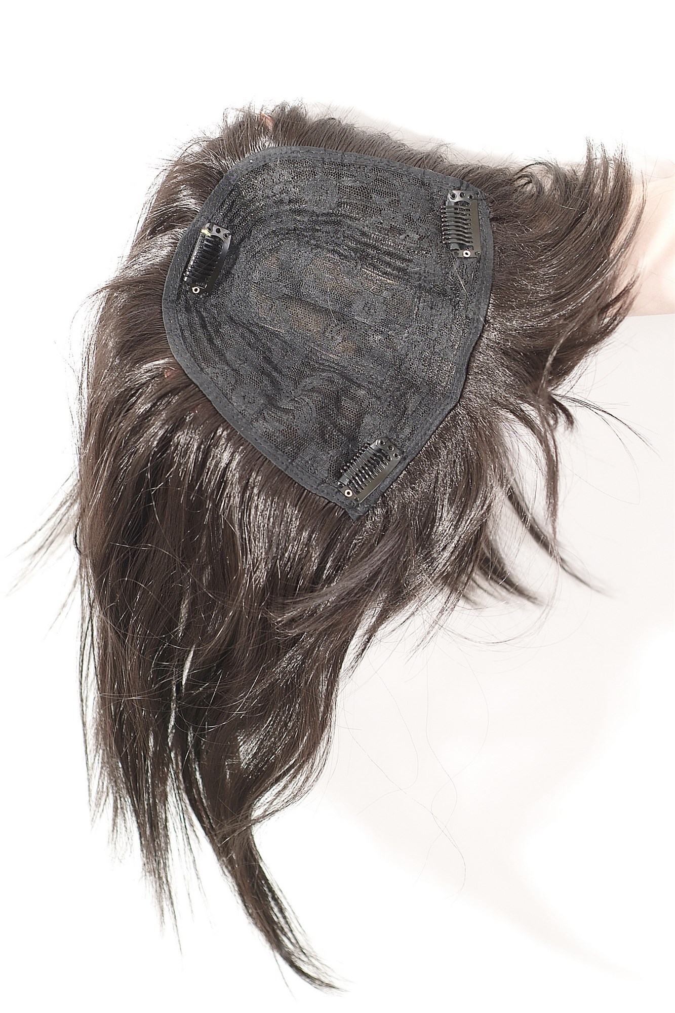 Haarteil Clip-In Haaraufsatz Toupet Schwarz Schwarzbraun H9302-2, Ansicht 3, WIG ME UP: Ihr Perücken Online Shop Toupet glatt Braun 30 cm