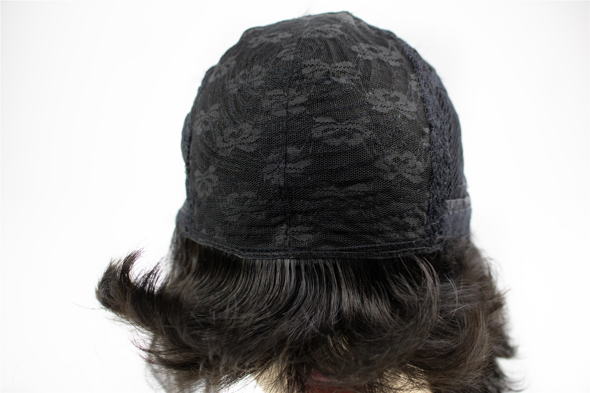 hochwertige Qualitätsperücken, Perücke Echthaar kurz Bob glatt Pony Schwarz VK-57-HH-1B, Ansicht 6, WIG ME UP: Ihr Perücken Online Shop glatte Tressen-Perücke Echthaar Samtschwarz kurze Haare für Damen