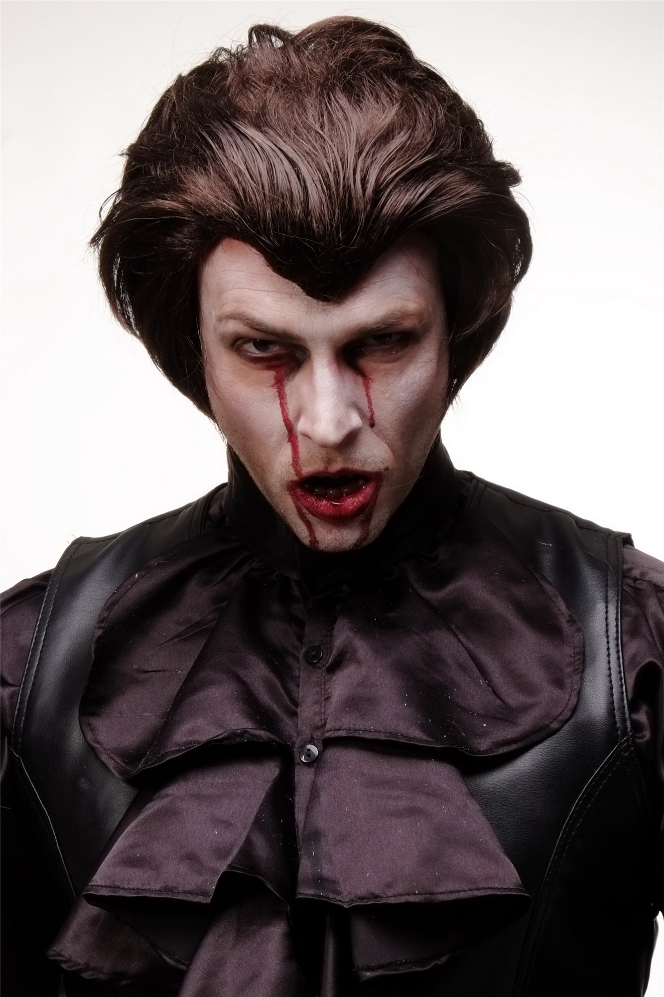 Halloween Wig Old Rockabilly Horror Punk Quiff 50ies Vampire Dracula brown 45874, view 2, WIG ME UP: Your Perücken Online Shop Party Wig, Men, Brown, wavy, short
