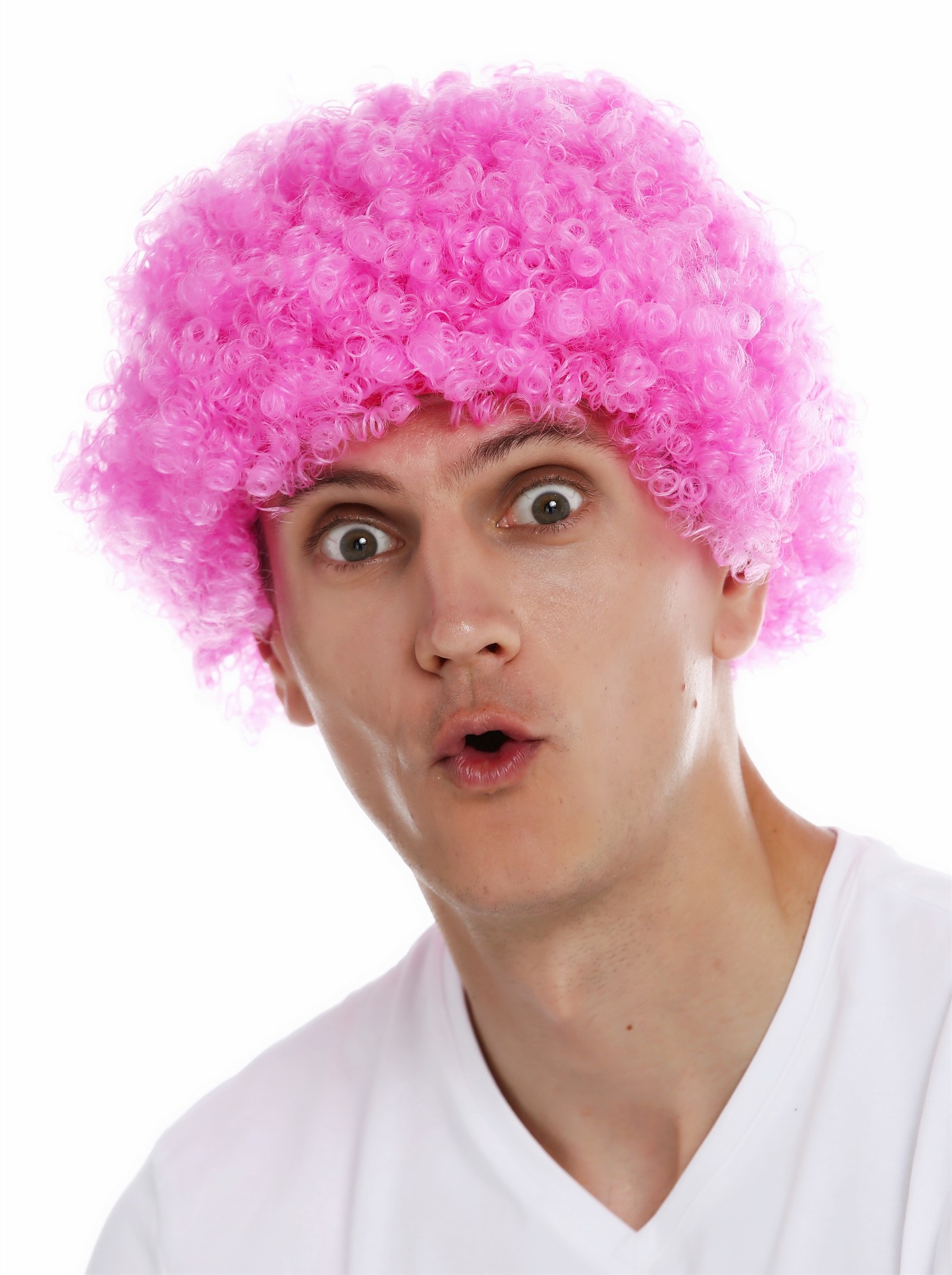 günstige Party Perücke, Perücke kraus Afro Locken Rosa Pink MMAM-9M-K1156T, Ansicht 3, WIG ME UP: Ihr Perücken Online Shop lockige Party Perücke Pink kurze Haare Unisex