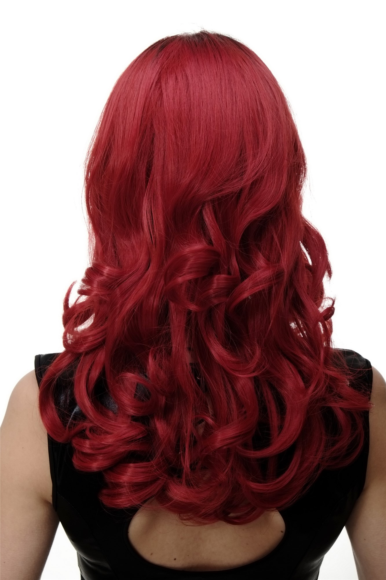 hochwertige Qualitätsperücken, Perücke Rot Mix Ombre lang GFW1832-RED-M130M, Ansicht 3, WIG ME UP: Ihr Perücken Online Shop lockige Tressen-Perücke mit Kopfhaut-Imitat Rot-Mix lange Haare für Damen