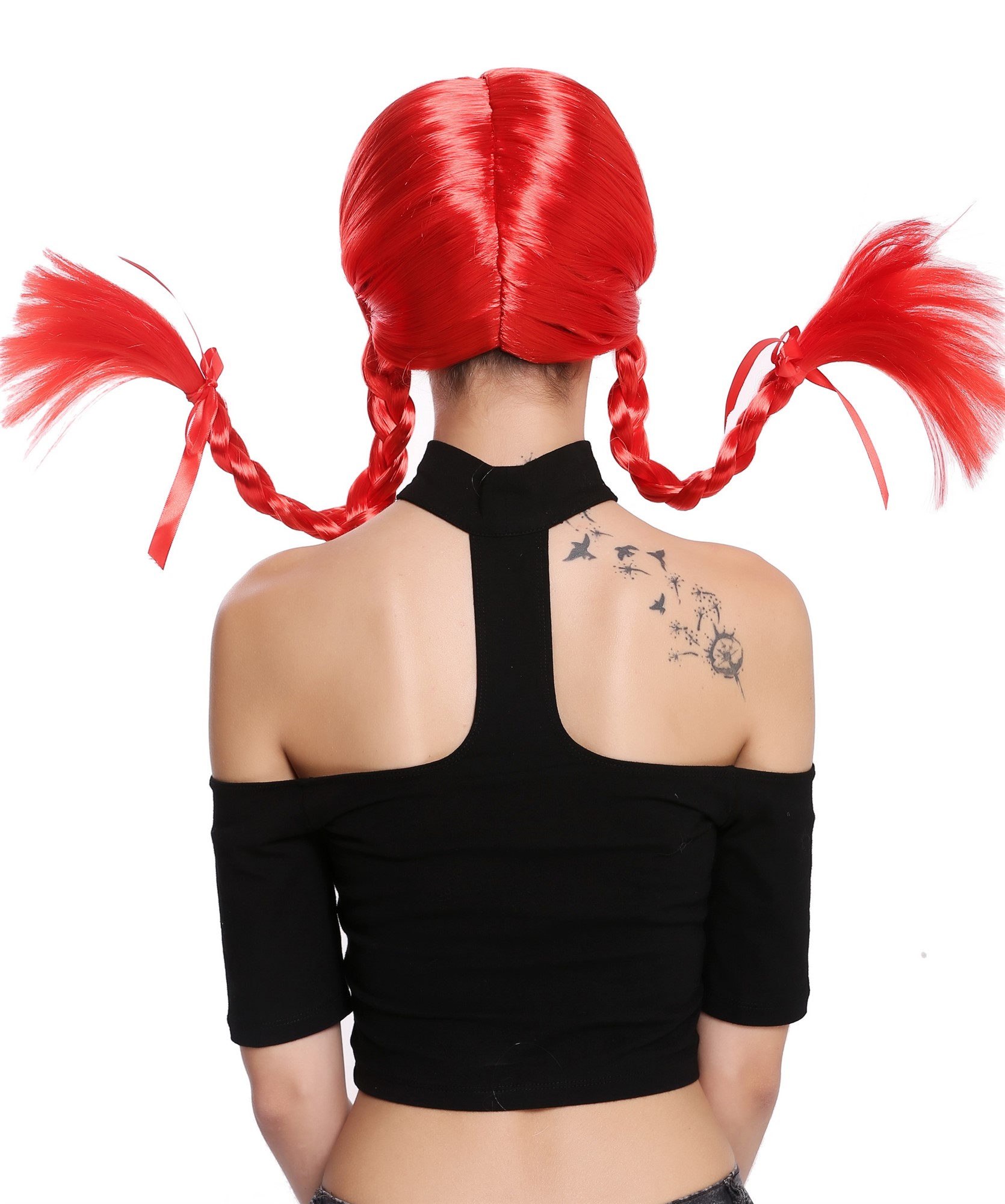 günstige Party Perücke, Perücke geflochtene Zöpfe Rot Freche Göre DDH-T8175-PC13, Ansicht 3, WIG ME UP: Ihr Perücken Online Shop geflochtene Party Perücke Rot schulterlange Haare für Damen