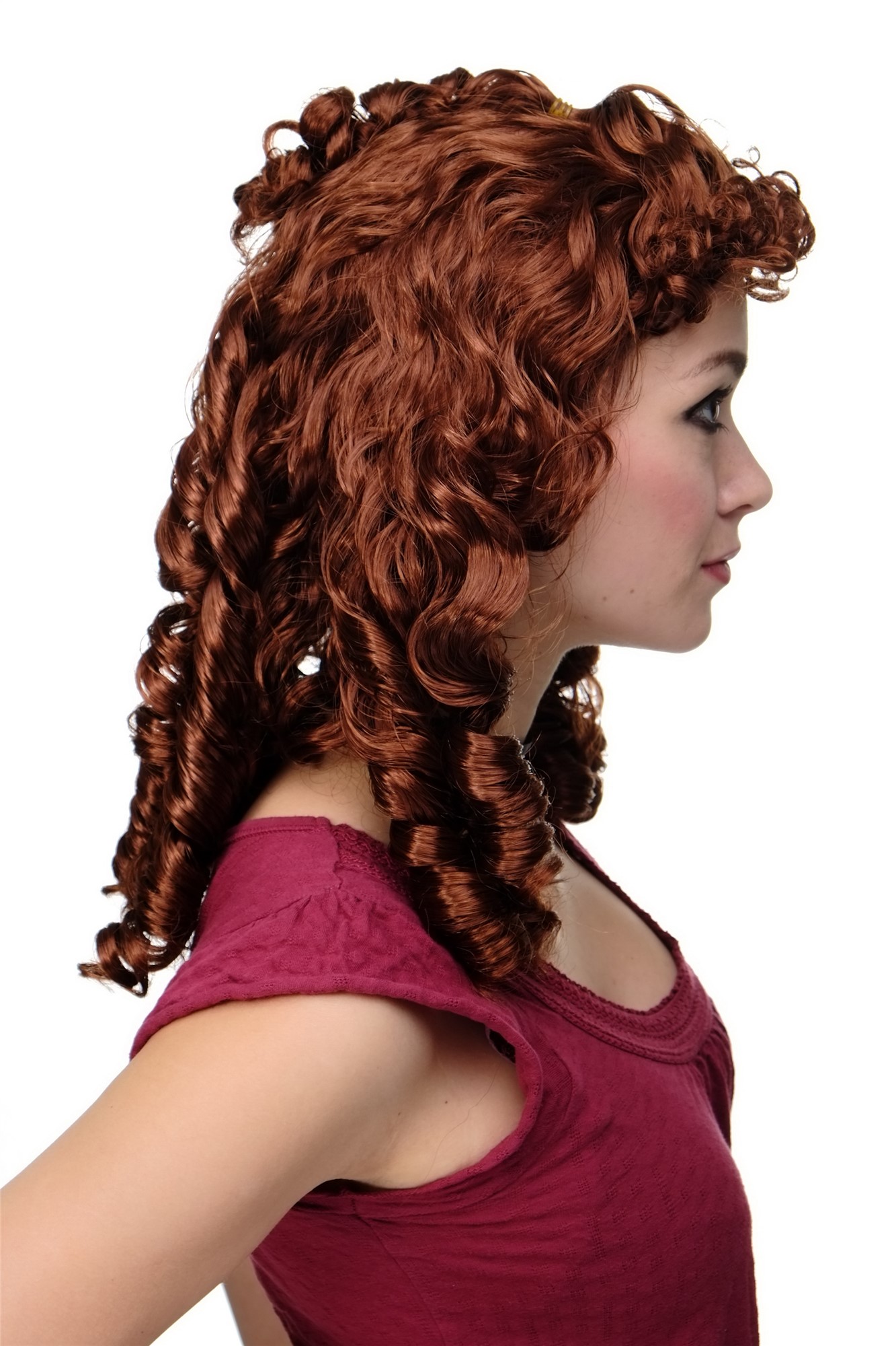 Party Wig, Ladies, Brown, curled, shoulder-length