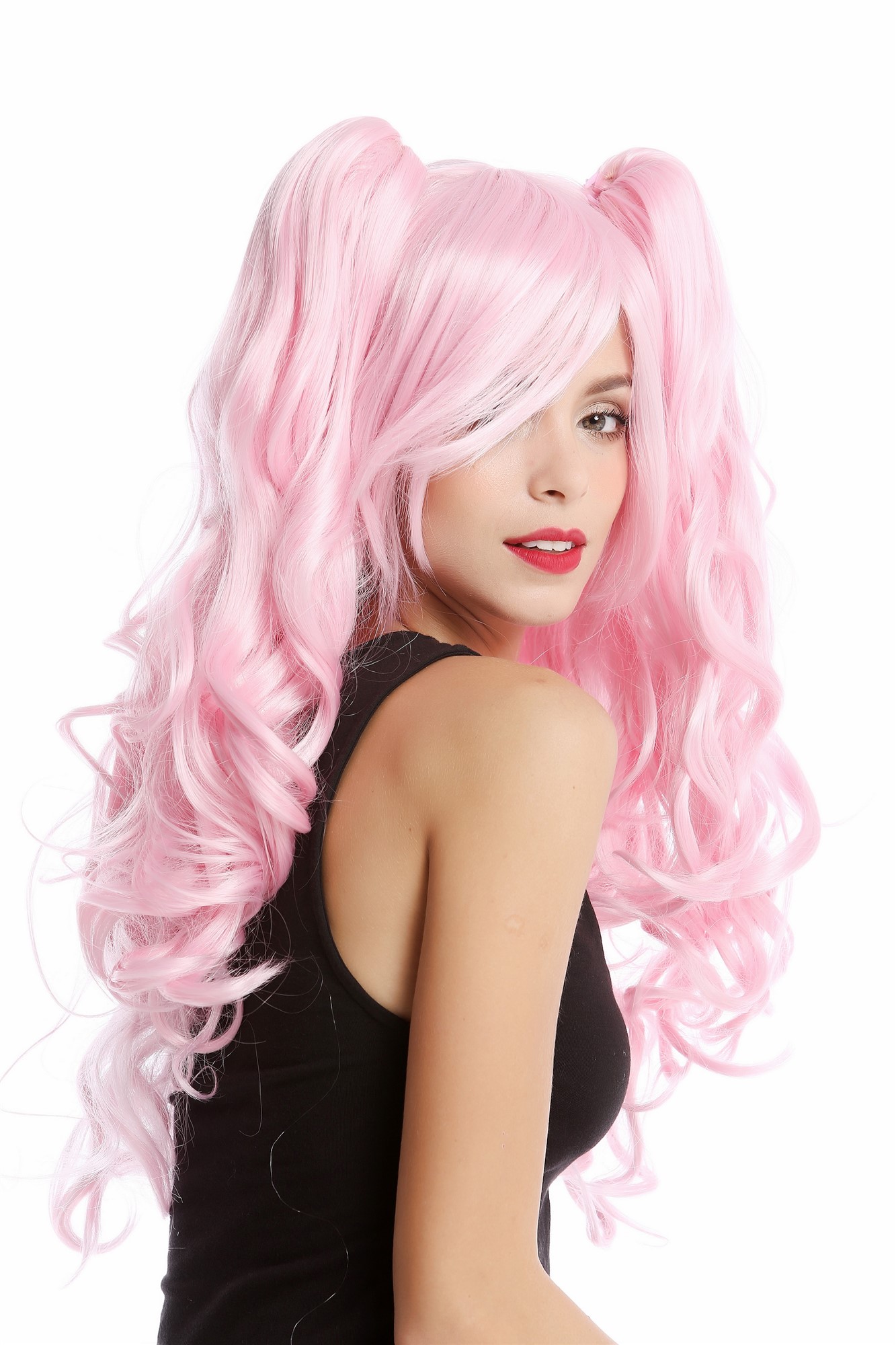 YZF-4379-TF2317 Lady  Cosplay Wig 2 removable pigtails ponytails long Gothic Lolita pink, view 4, WIG ME UP: Your Perücken Online Shop Quality Wigs, Ladies, light pink, wavy, long