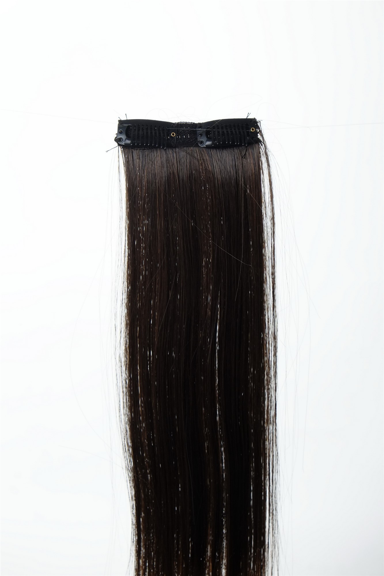 glatte Extensions Dunkelbraun-Goldbraun-Mix 45 cm lang