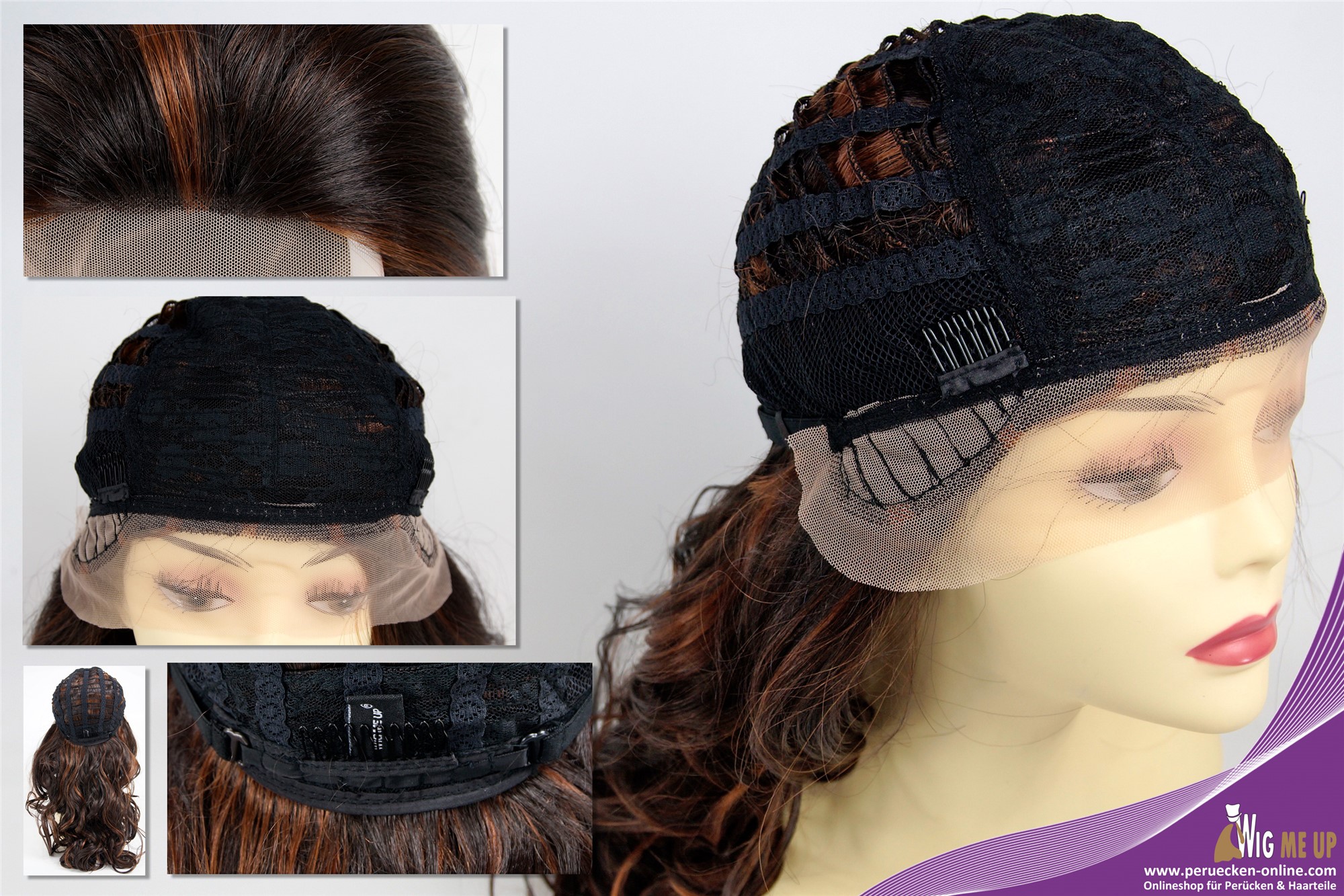 Lady wig lace front long voluminous curly brown copper brown highlights VK-26-LF, view 7, WIG ME UP: Your Perücken Online Shop Quality Wigs, Ladies, brown mix, curled, long