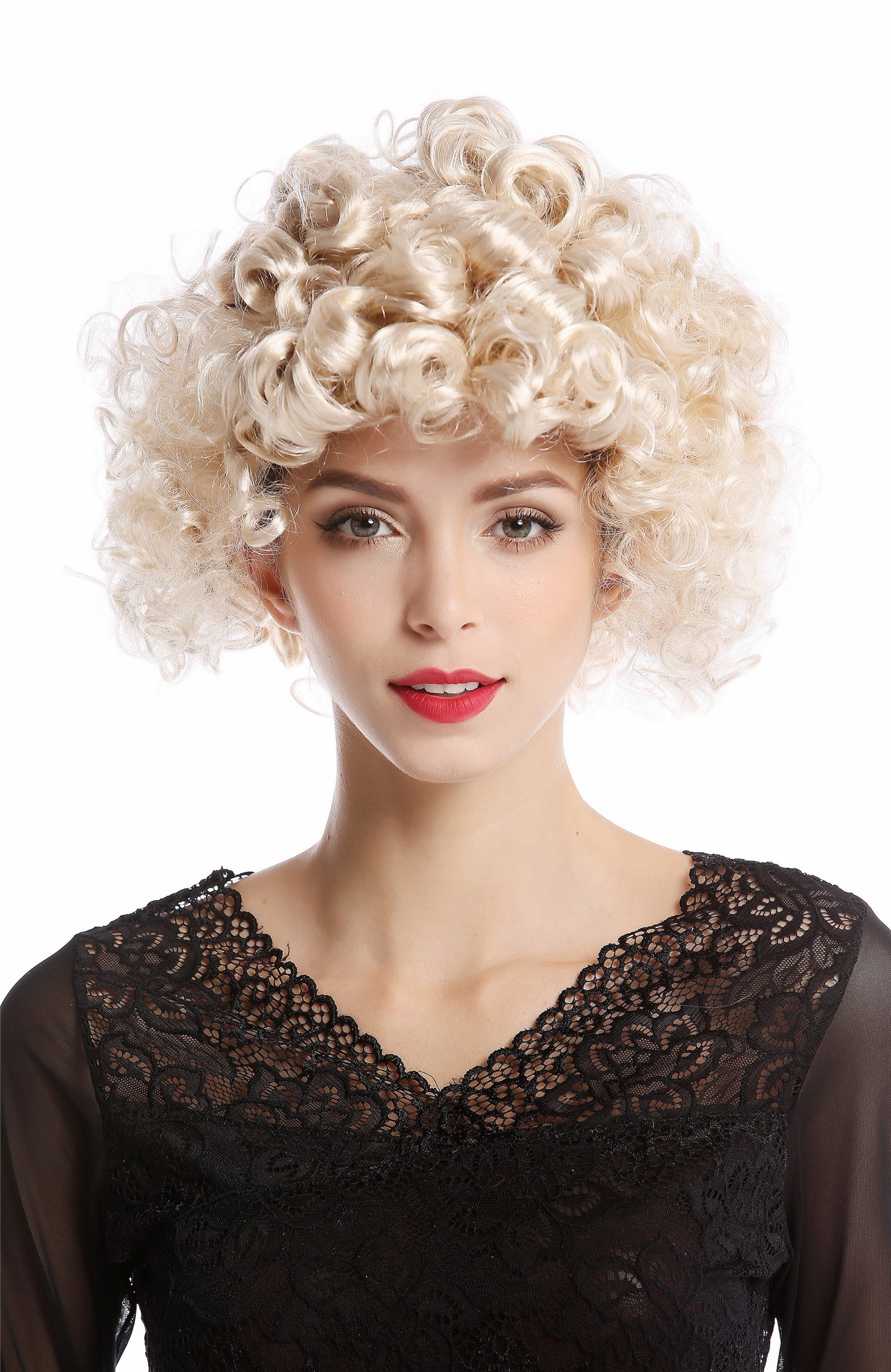 günstige Party Perücke, Perücke Locken Blond Kurz 80er G-7-ZA88/ZA66, Ansicht 3, WIG ME UP: Ihr Perücken Online Shop lockige Party Perücke Blond kurze Haare für Damen