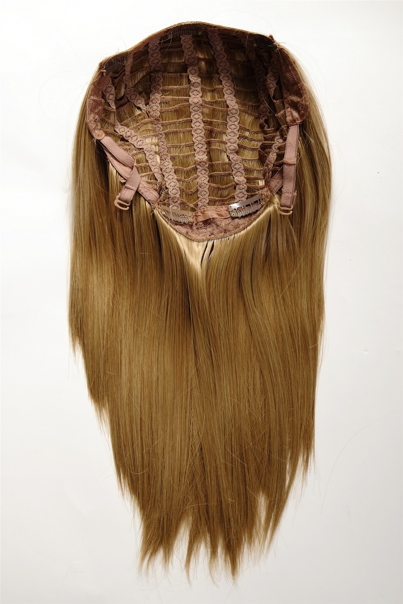 Clip-in Haarteil mit 5 Klammern glatte lange Haare Gold-Aschblond HD1401-19, Ansicht 3, WIG ME UP: Ihr Perücken Online Shop glatte Halbperücke Gold-Aschblond 50 cm lang