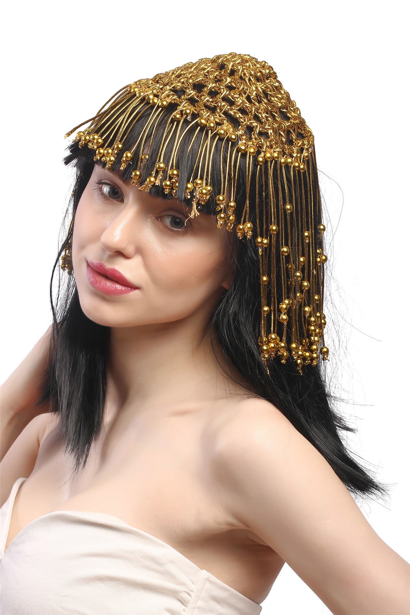 Lady Party Wig Halloween Cleopatra Arabian Nights Odalisque Hollywood Diva 60264, front view, WIG ME UP: Your Perücken Online Shop Party Wig, Ladies, Black, straight, shoulder-length