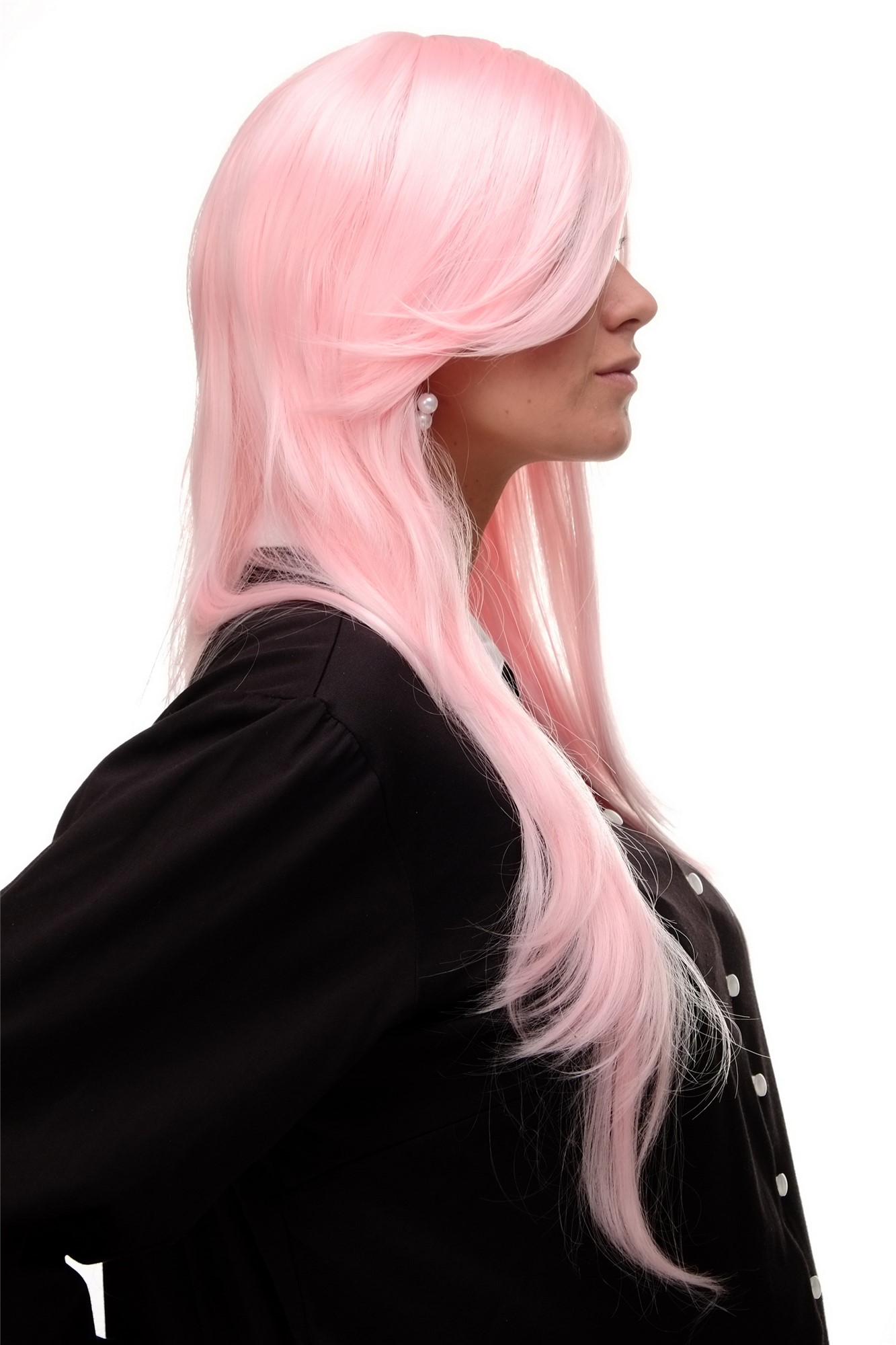 hochwertige Qualitätsperücken, Perücke sehr langes glattes gestuftes Haar Scheitel Rosa Hellrosa 3110-T2333, Ansicht 3, WIG ME UP: Ihr Perücken Online Shop glatte Tressen-Perücke mit Kopfhaut-Imitat Hellrosa sehr lange Haare für Damen