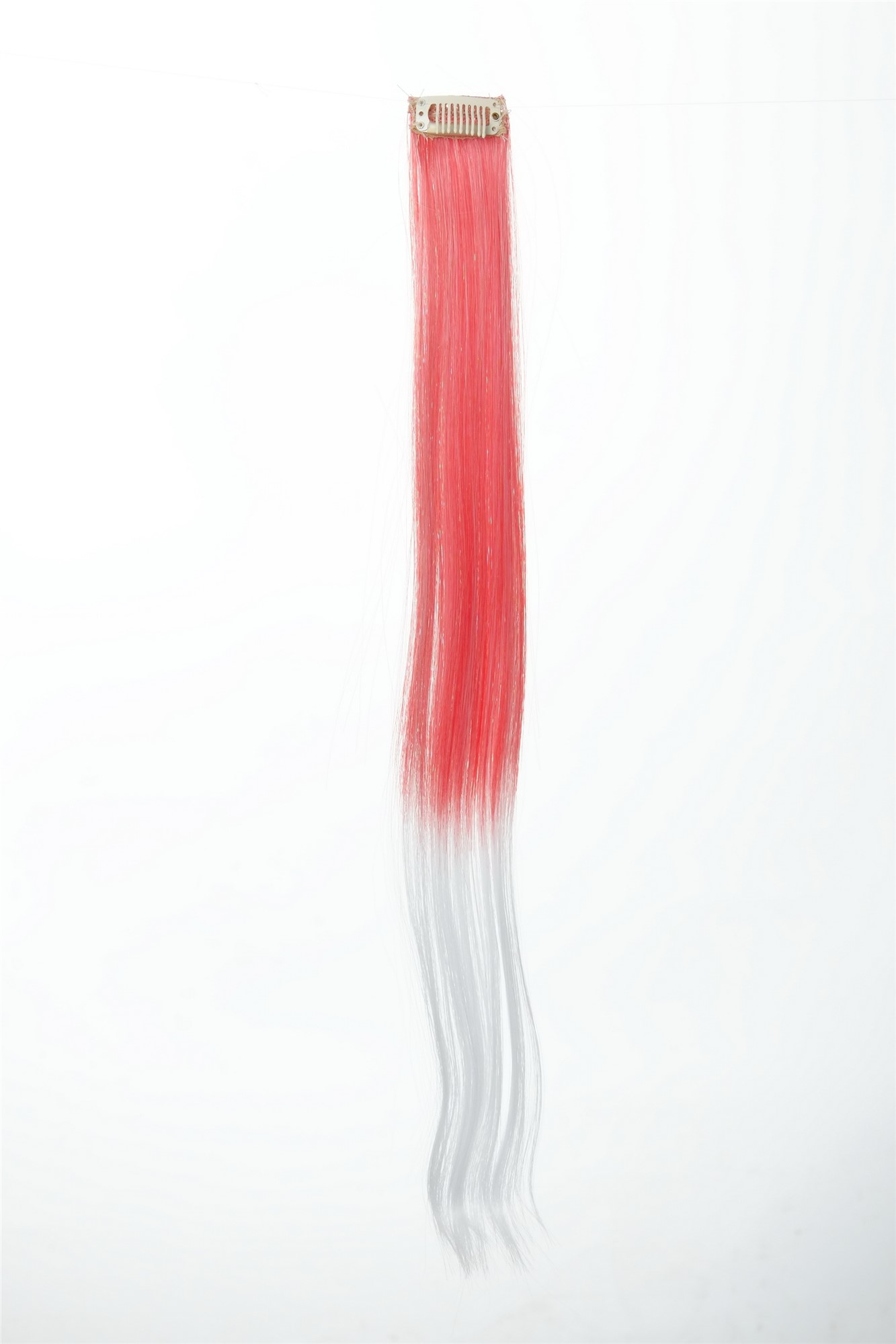 glatte Extensions Feuerrot-Weiß-Mix 45 cm lang