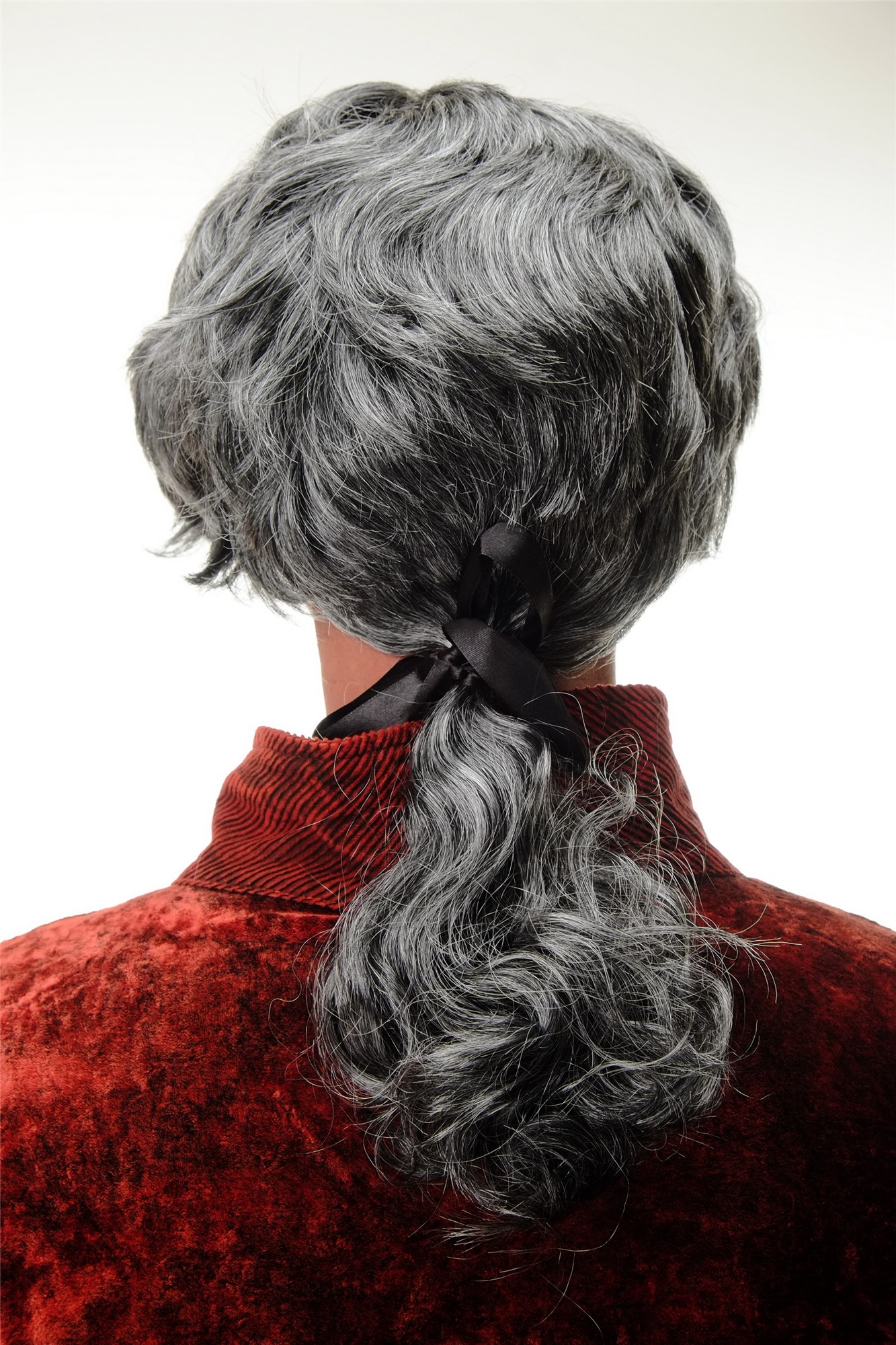 günstige Party Perücke, Herren Perücke Barock Edelmann Zopf grau 4287-P103-68, Ansicht 3, WIG ME UP: Ihr Perücken Online Shop wellige Party Perücke Grau schulterlange Haare für Herren
