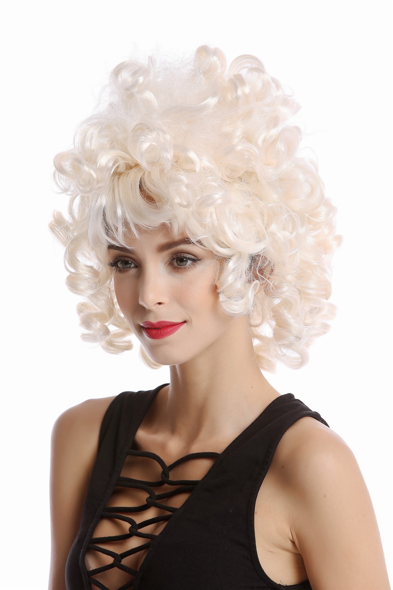 Wig Lady Women Halloween Baroque Rococo short teased beehive ringlets whiteish blond Noble Queen, view 2, WIG ME UP: Your Perücken Online Shop Party Wig, Ladies, Blonde, curled, shoulder-length