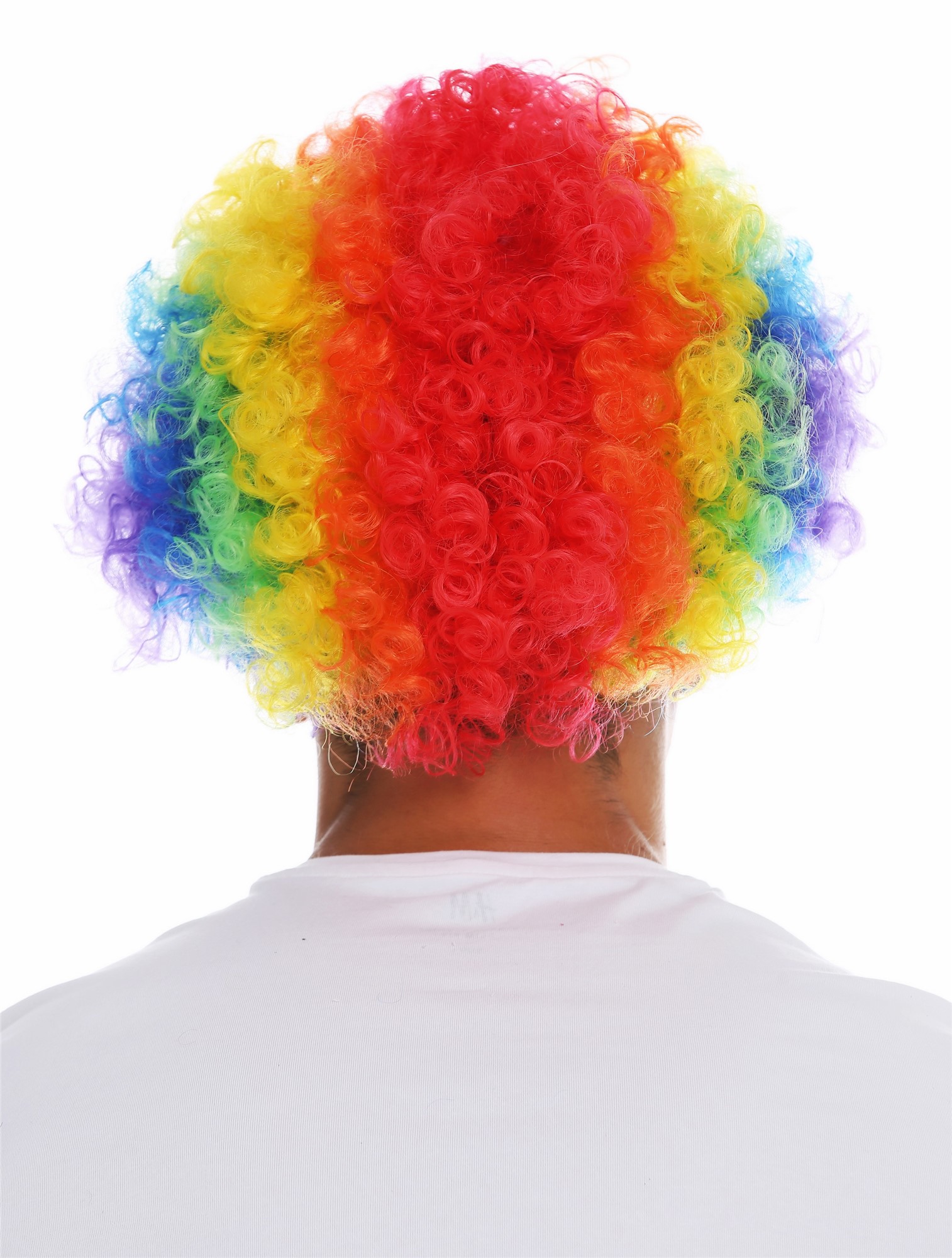 günstige Party Perücke, Perücke Afro regenbogen bunt Clown kraus Locken MMAM-15M-CLOWN, Ansicht 4, WIG ME UP: Ihr Perücken Online Shop lockige Party Perücke Lila,Blau,Grün,Gelb,Orange,Rot kurze Haare Unisex