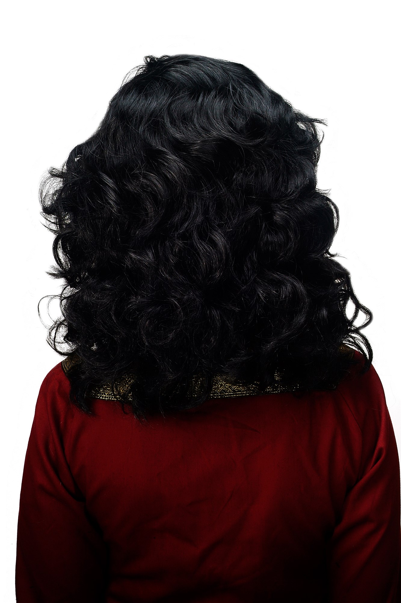 günstige Party Perücke, Perücke wellig Mittelscheitel Schwarz 61842-P103, Ansicht 4, WIG ME UP: Ihr Perücken Online Shop wellige Party Perücke Schwarz schulterlange Haare für Damen