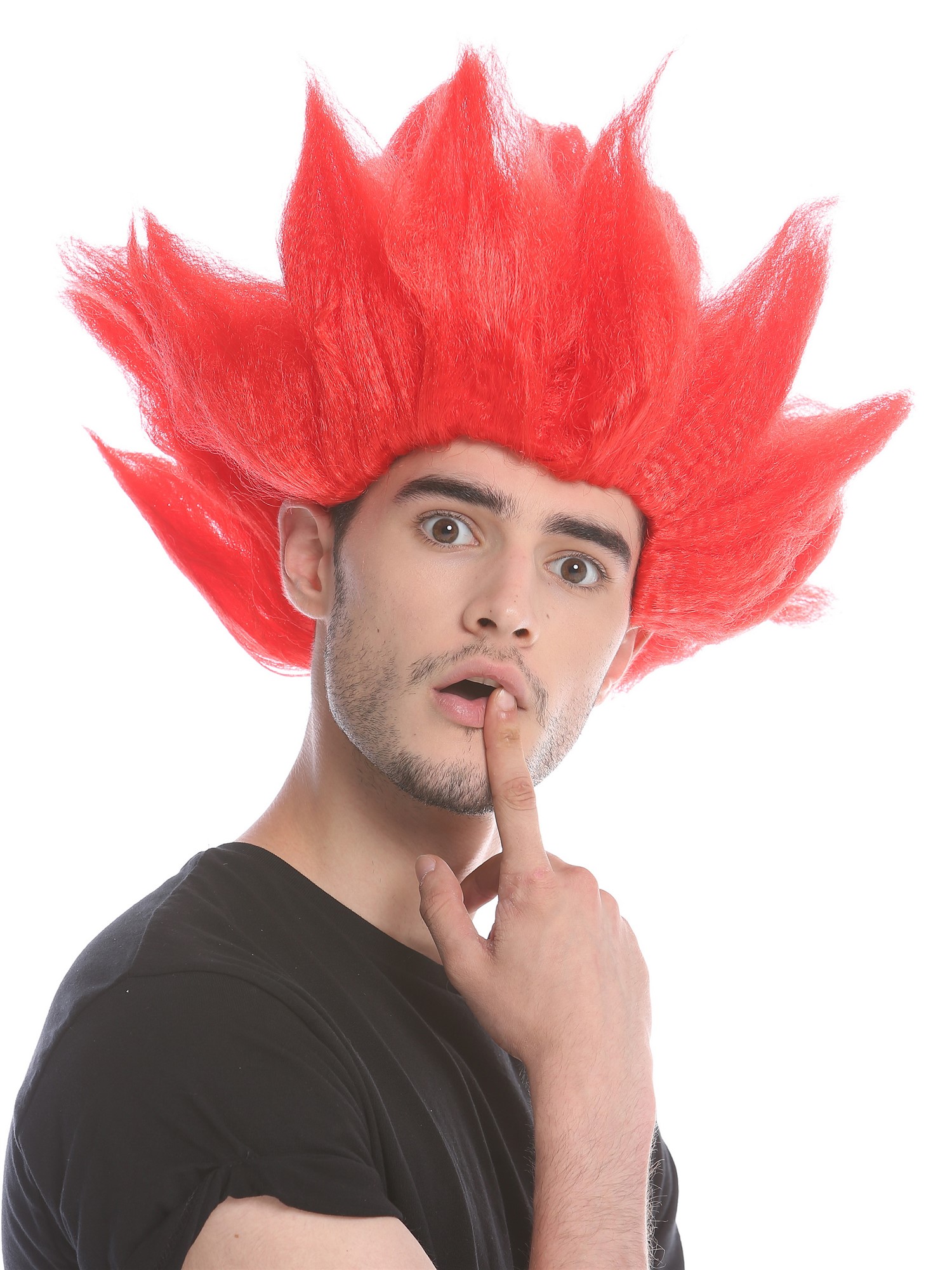 Lady Gents Man Party Wig Demon Devil Flower Fairy Fire red teased high 91062, view 4, WIG ME UP: Your Perücken Online Shop Party Wig, Unisex, Red, wavy, short