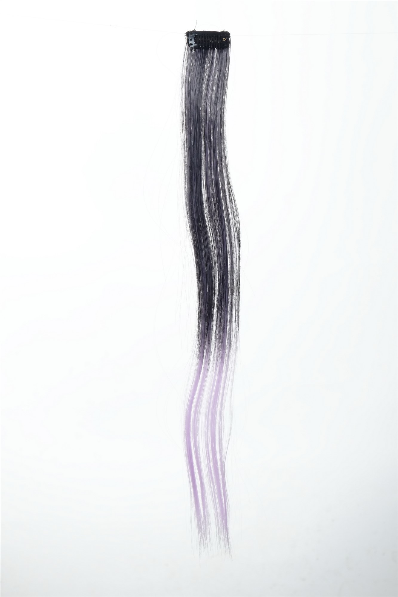 1 Clip-In Extension Strähne glatt 45 cm Ombre Schwarz Lila YZF-P1S18P-1BTTF2403A, Ansicht 2, WIG ME UP: Ihr Perücken Online Shop glatte Extensions Samtschwarz-Hellviolett-Mix 45 cm lang