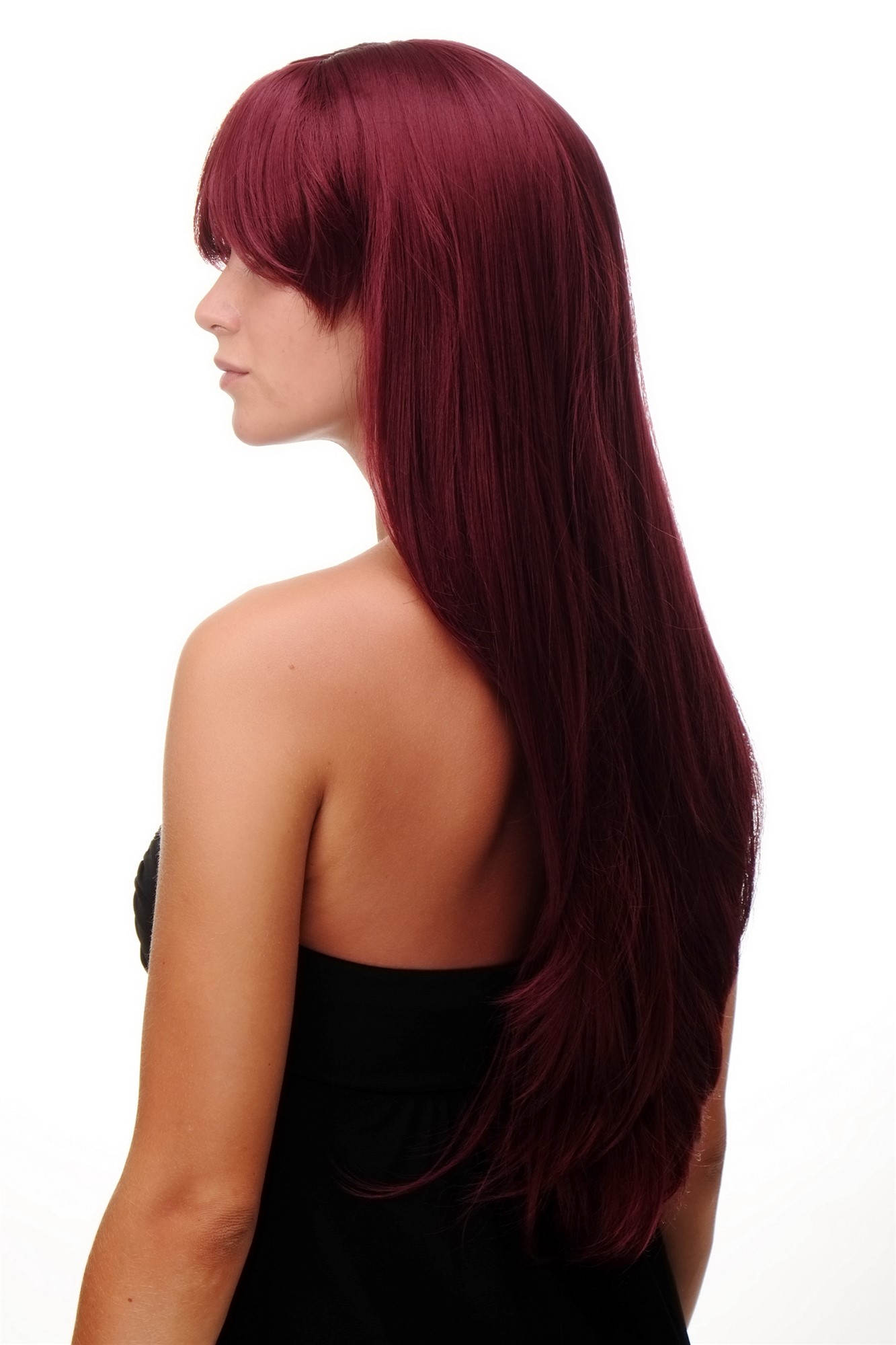 Lady women wig very long fringe part to side straight garnet aubergine red 3111, view 3, WIG ME UP: Your Perücken Online Shop Quality Wigs, Ladies, Red, straight, long