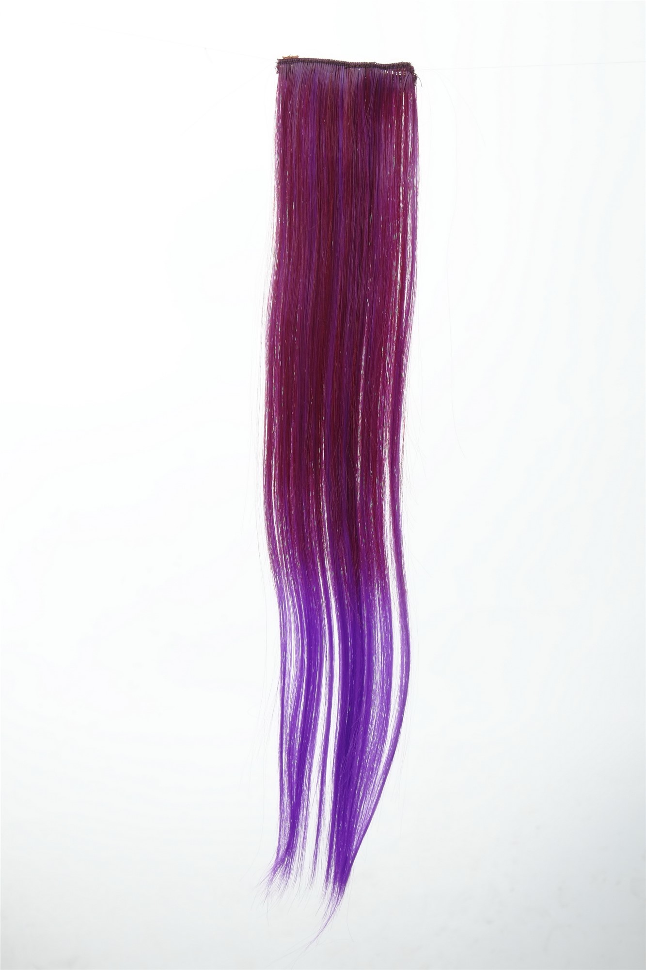YZF-P2S18P-T2315TT3533 1 x Two Clip Clip-In extension strand highlight straight micro clip, 3,5 inch wide, 18 inches long purple neon violet mix, front view, WIG ME UP: Your Perücken Online Shop Extensions, eggplant red-neon violet mix, straight, shoulder-length