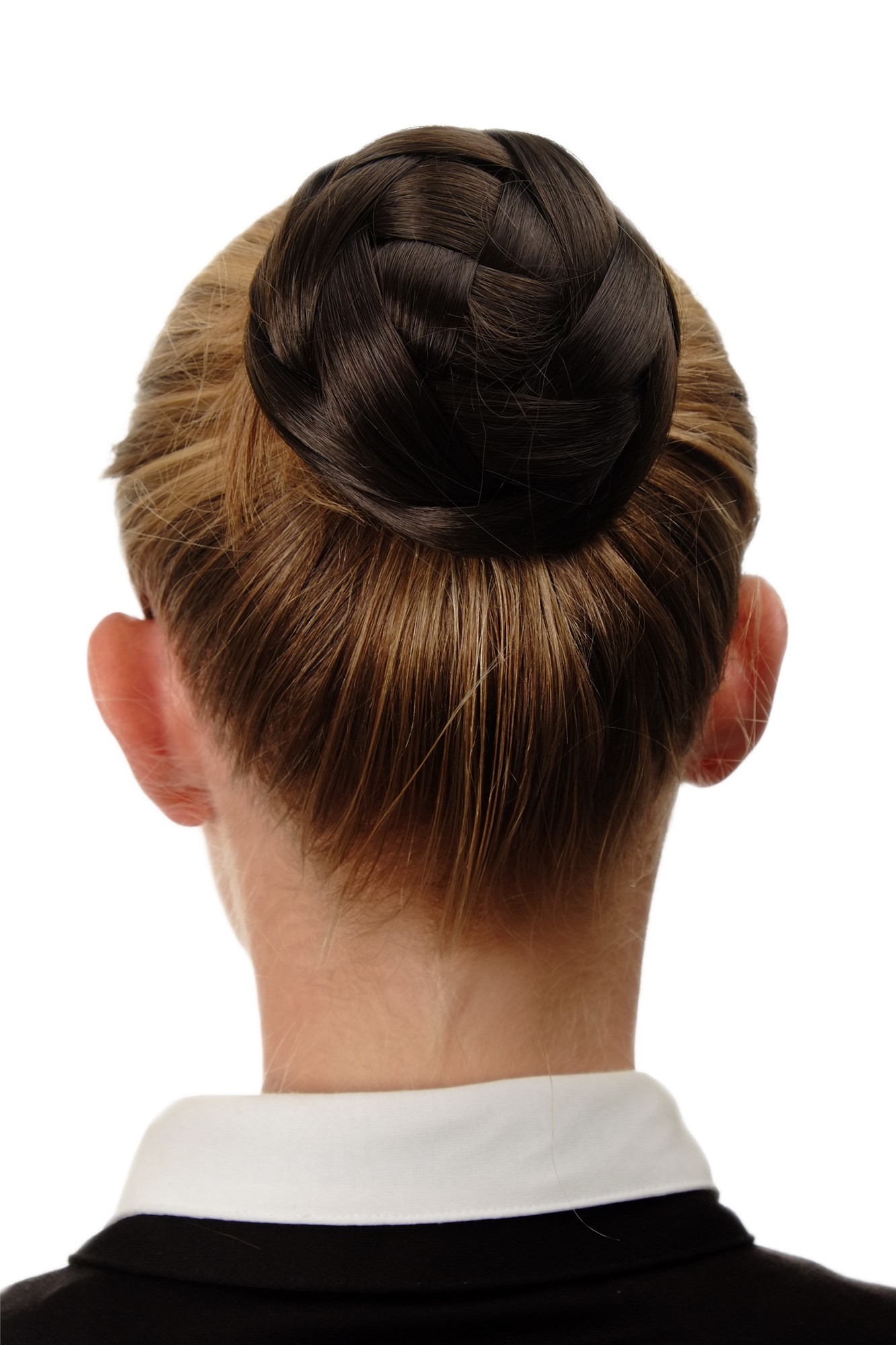 Hair Bun, medium brown, Braided, short