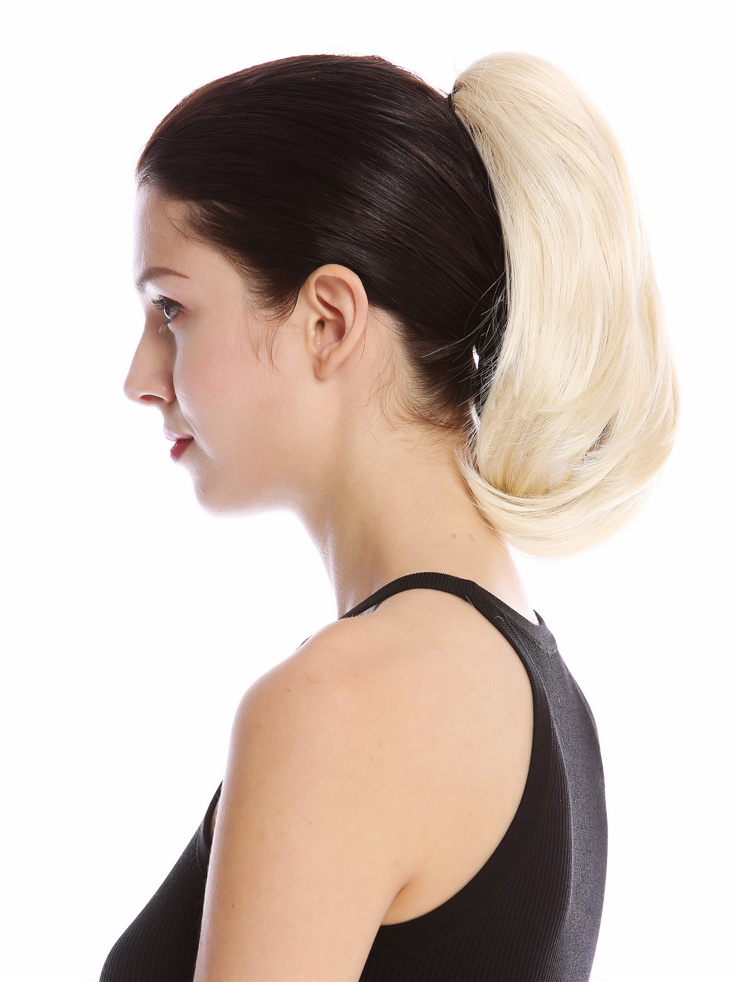 Ponytail Combs Clamp short slighty wavy voluminous platinum blonde MKB-29, view 3, WIG ME UP: Your Perücken Online Shop Ponytails, platinum blonde, wavy, short