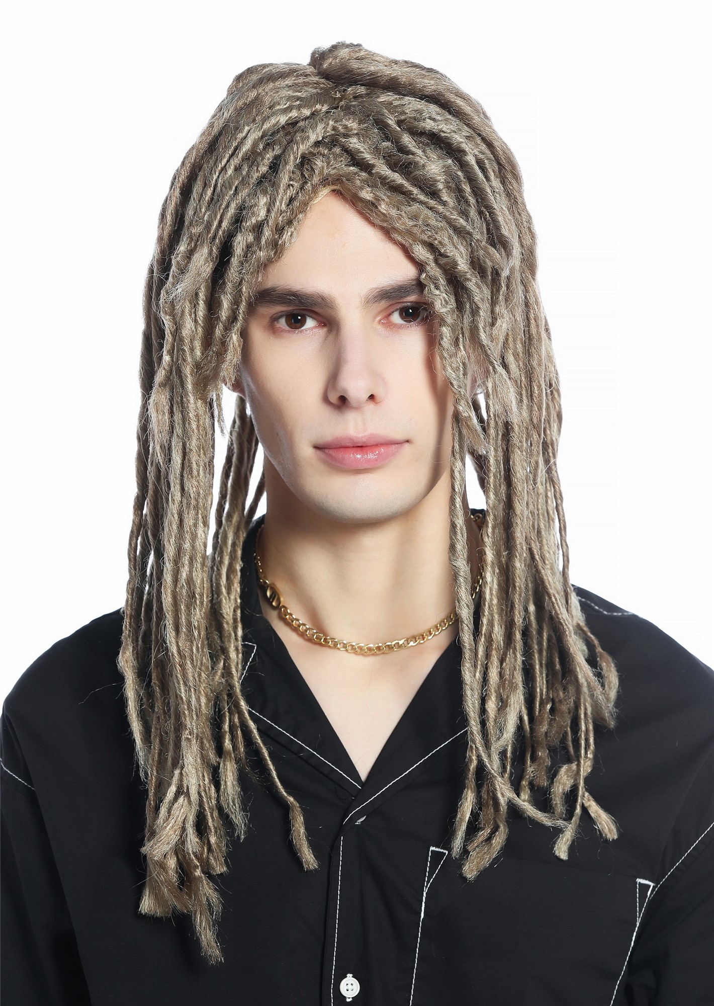 Halloween Wig Men Women Unisex Rasta Dreadlocks Beach Hippie  Blond CW-015, front view, WIG ME UP: Your Perücken Online Shop Party Wig, Unisex, golden blonde, Braided, long