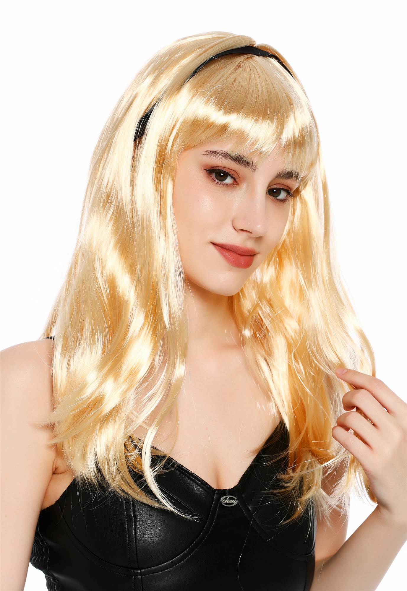 glatte Party-Perücke Hellblond 55 cm lange Perücke für Damen