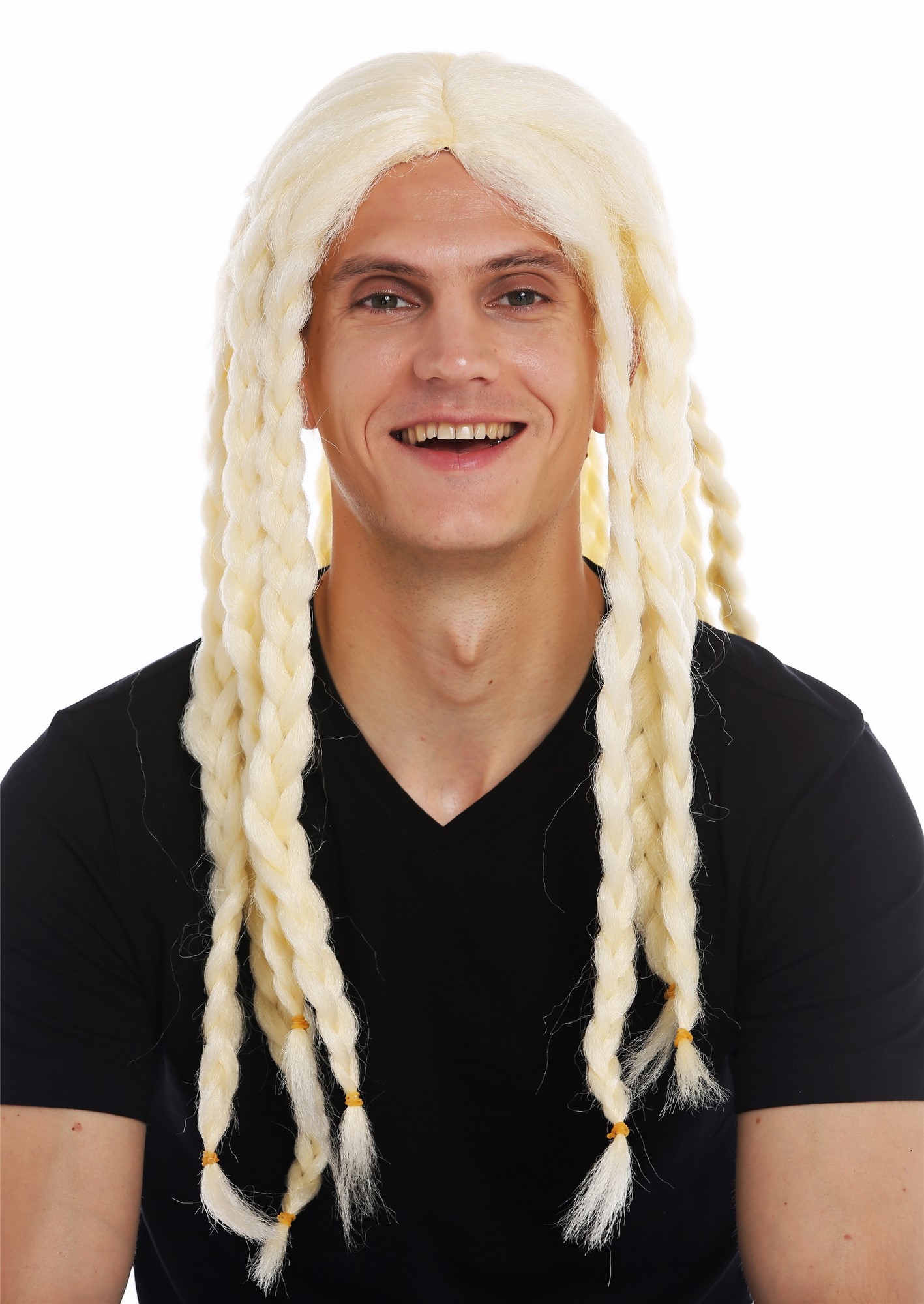 Wig carnival Halloween men women long plaited braid blonde viking 68286, view 2, WIG ME UP: Your Perücken Online Shop Party Wig, Unisex, light blonde, Braided, long