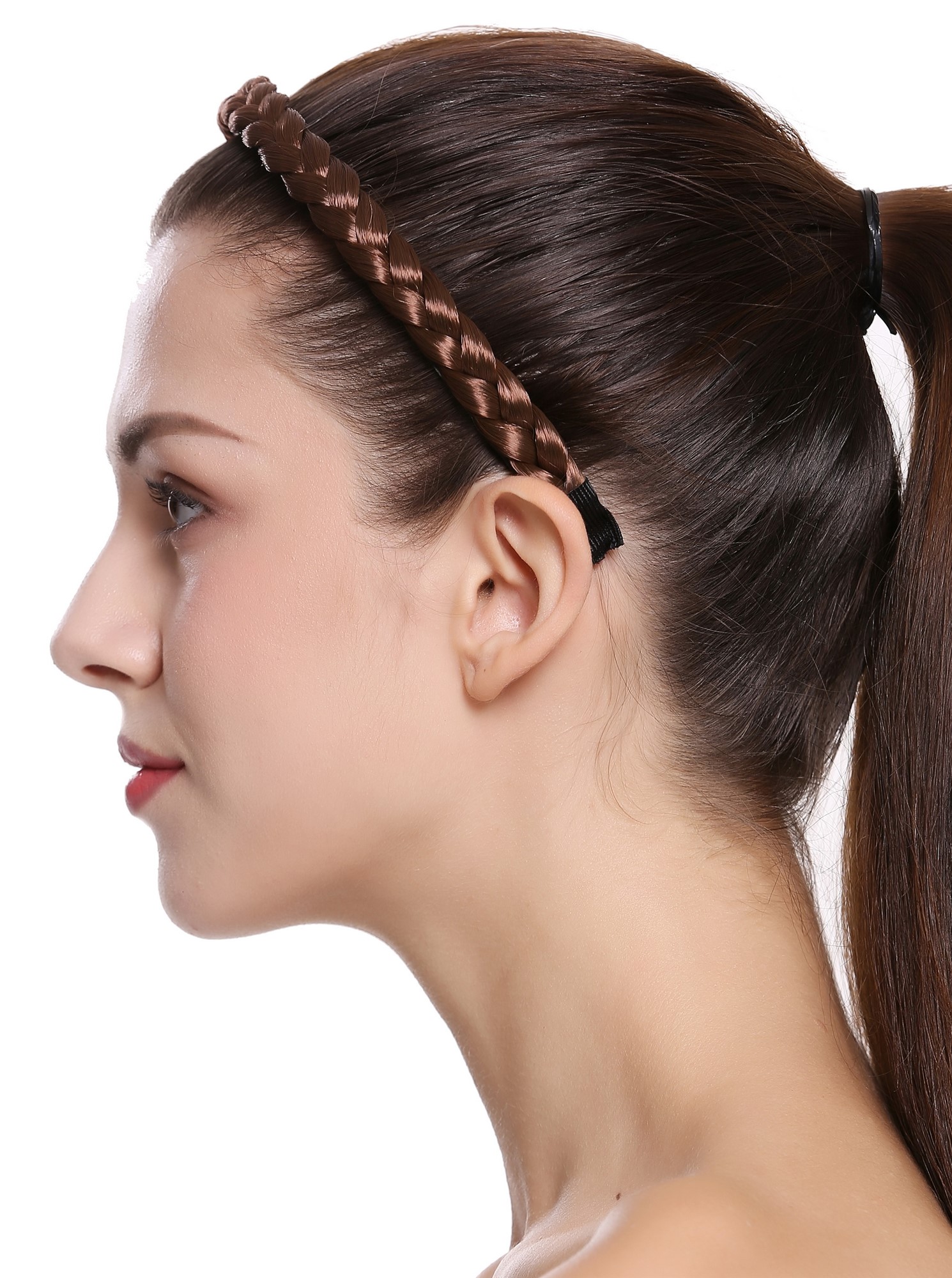Hair loop Alice band plaited traditional 0.6" slim braid light brown CXT-003, view 4, WIG ME UP: Your Perücken Online Shop Hair Circlets, Brown, Braided, long