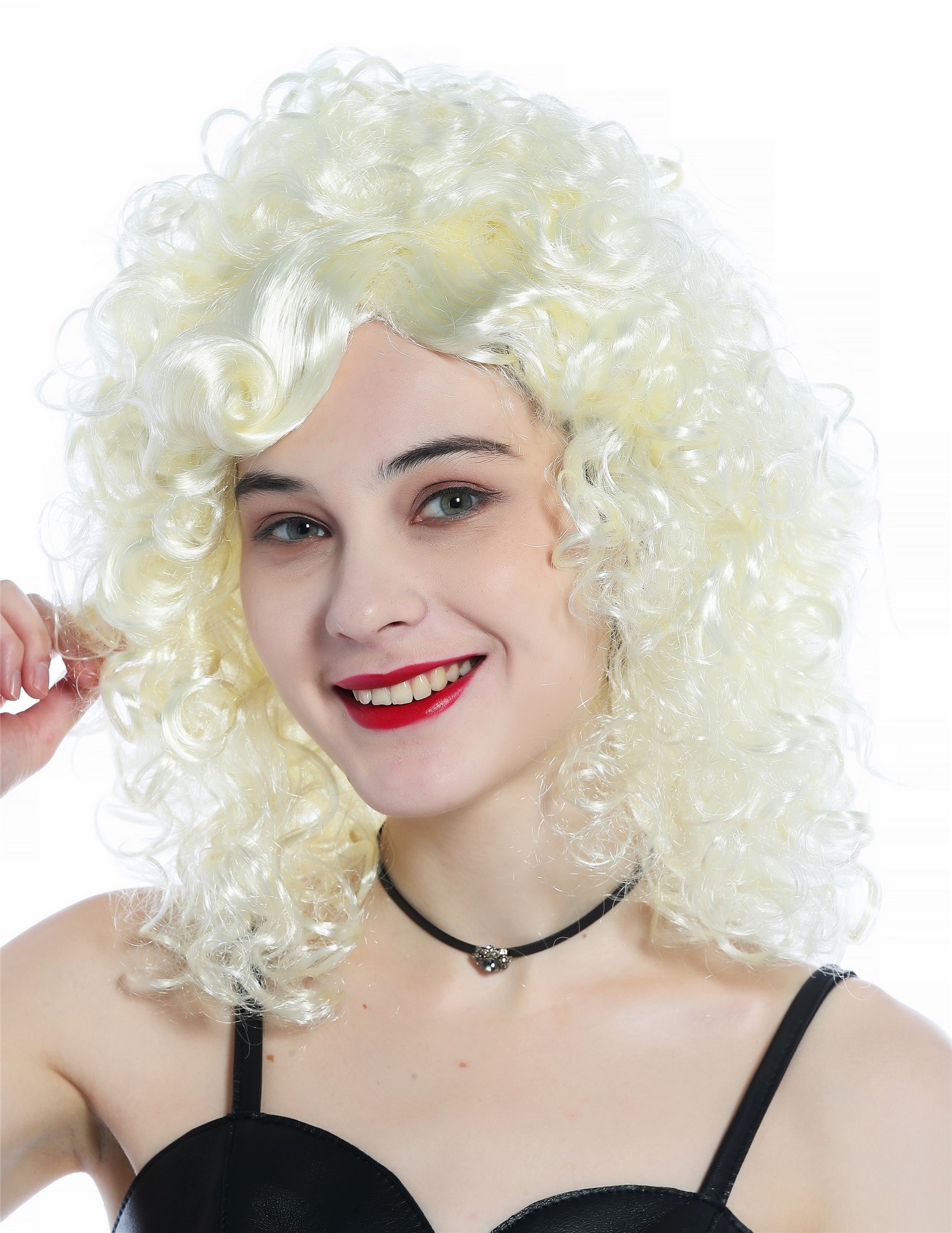günstige Party Perücke, Perücke Prinzessin platinblond lockig Locken Tolle 70287-FR615-613, Ansicht 6, WIG ME UP: Ihr Perücken Online Shop lockige Party Perücke Platinblond schulterlange Haare für Damen