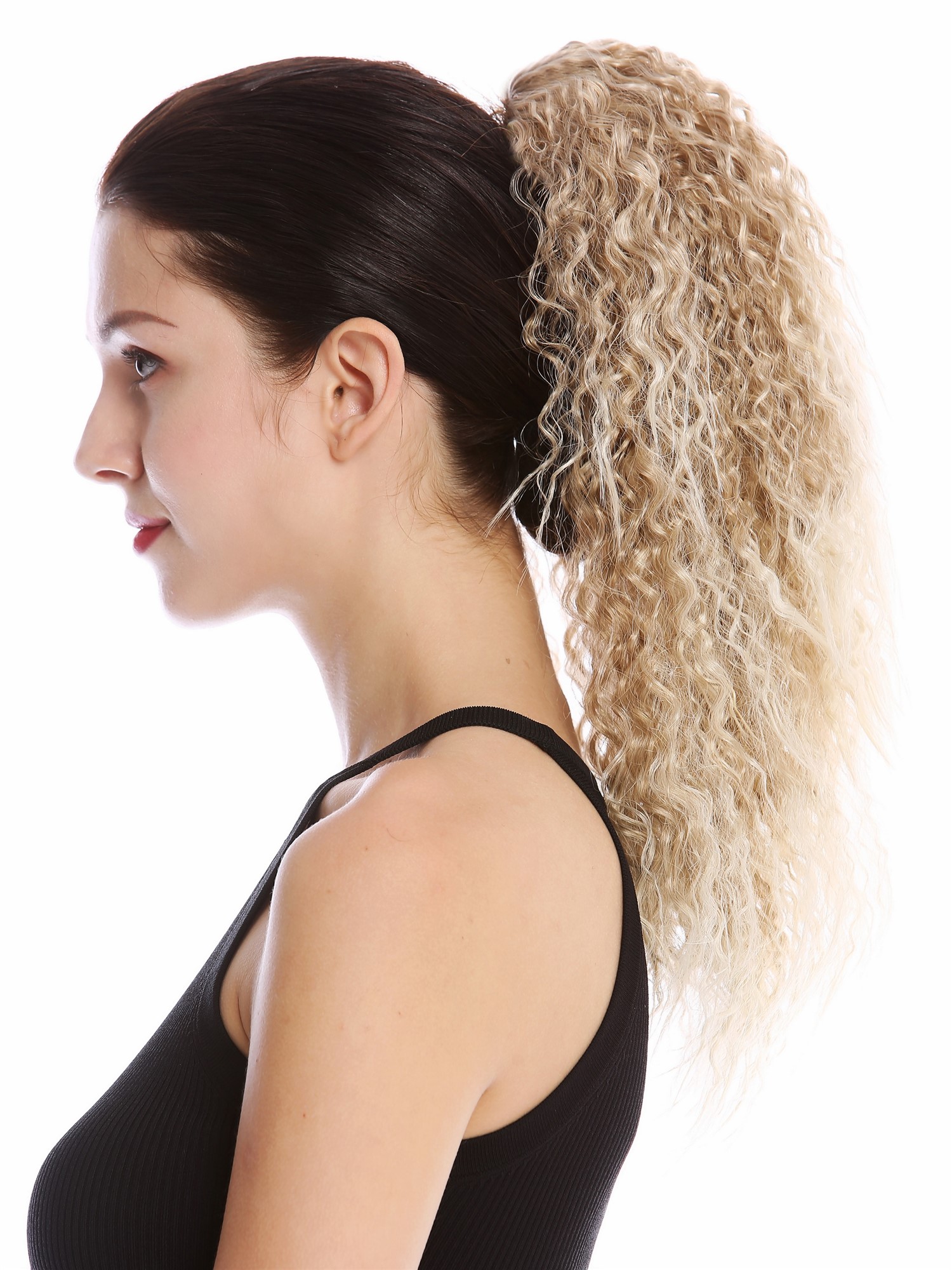 hochwertiger Zopf Pferdeschwanz Voluminös Lockig Krepplocken Blond Platin Mix N609-V-15BT613, Ansicht 3, WIG ME UP: Ihr Perücken Online Shop glattes Zopf-Haarteil Blond-Mix 45 cm lang