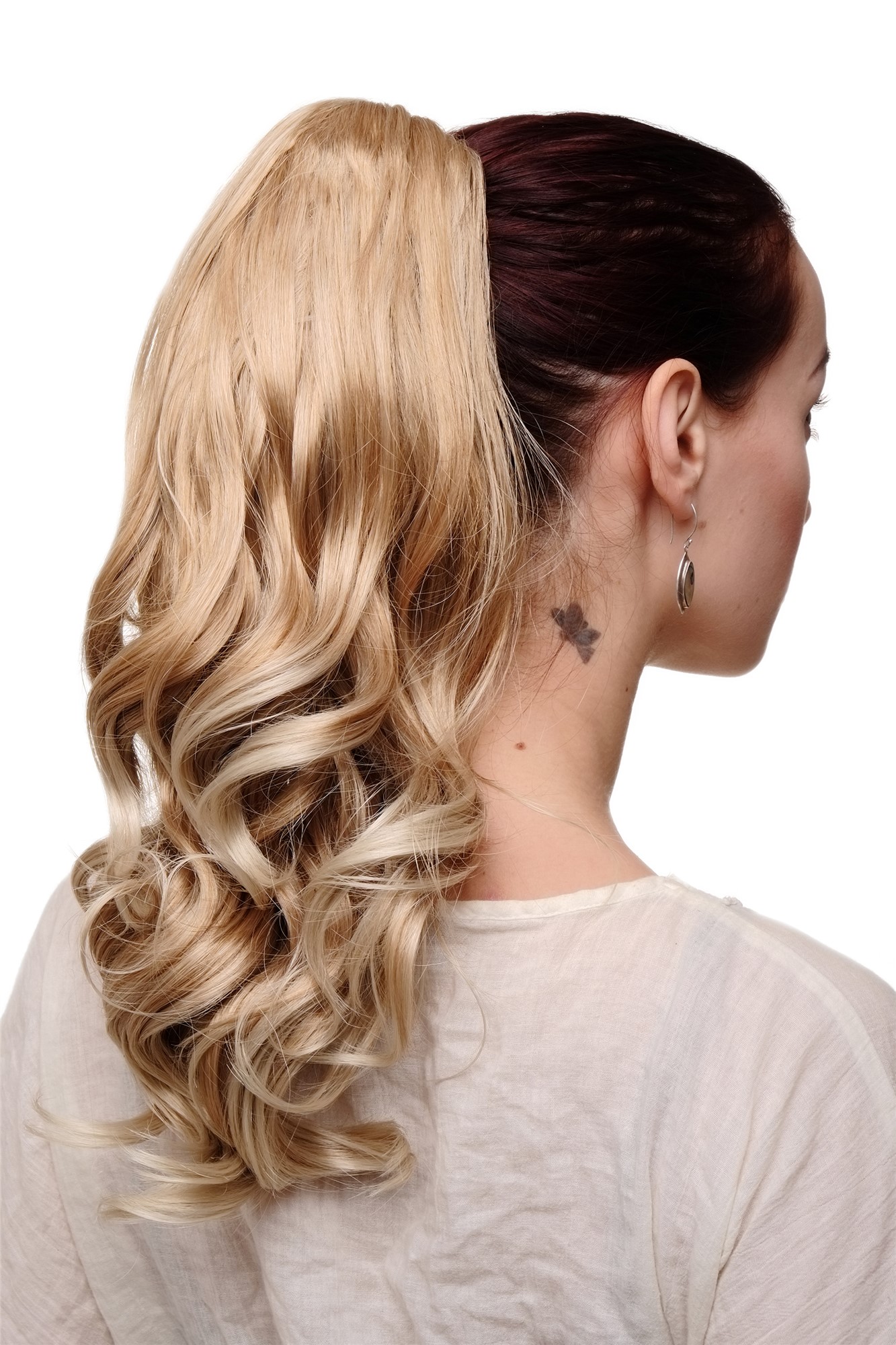 hochwertiges Haarteil Zopf Gewellt Blond Mix SDM13045-16TKB88, Vorderansicht, WIG ME UP: Ihr Perücken Online Shop welliges Zopf-Haarteil Blond-Mix 55 cm lang