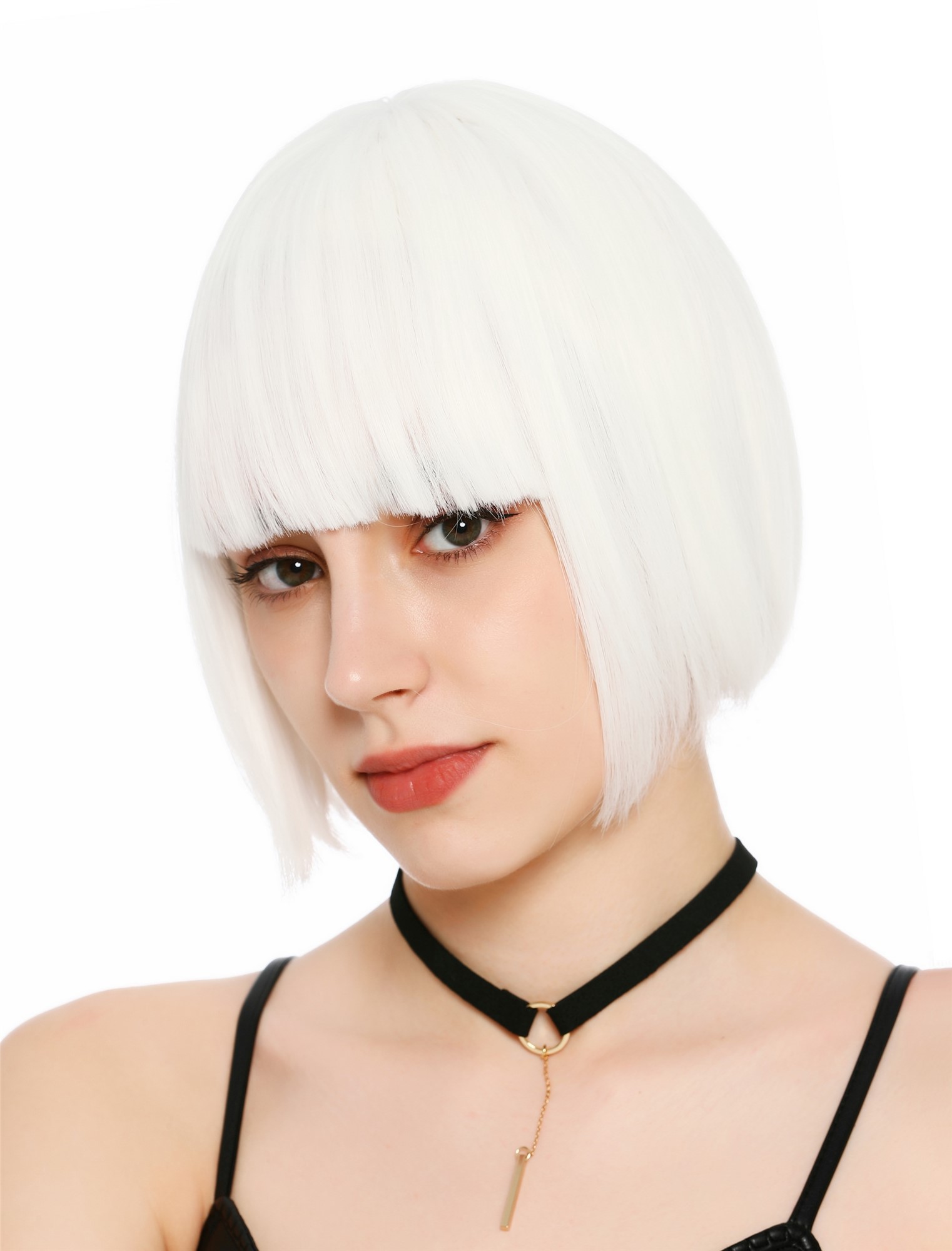 Damenperücke kurz Bob Pony glatt weiß SZL0751-FHY60