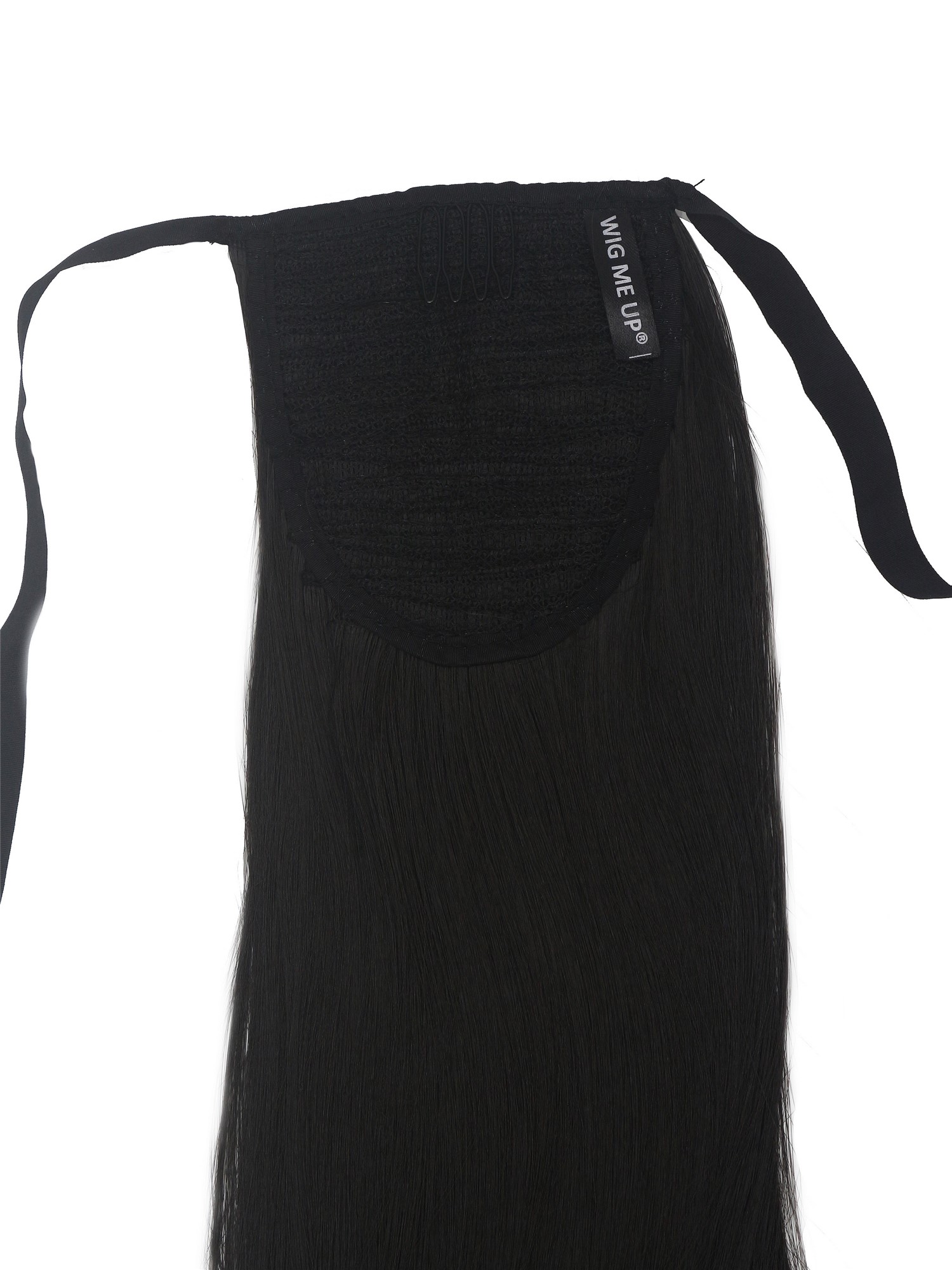 Ponytail Hairpiece comb & ribbon wrap-around long straight dark brown YZF-1094S, view 5, WIG ME UP: Your Perücken Online Shop Ponytails, dark brown, straight, long