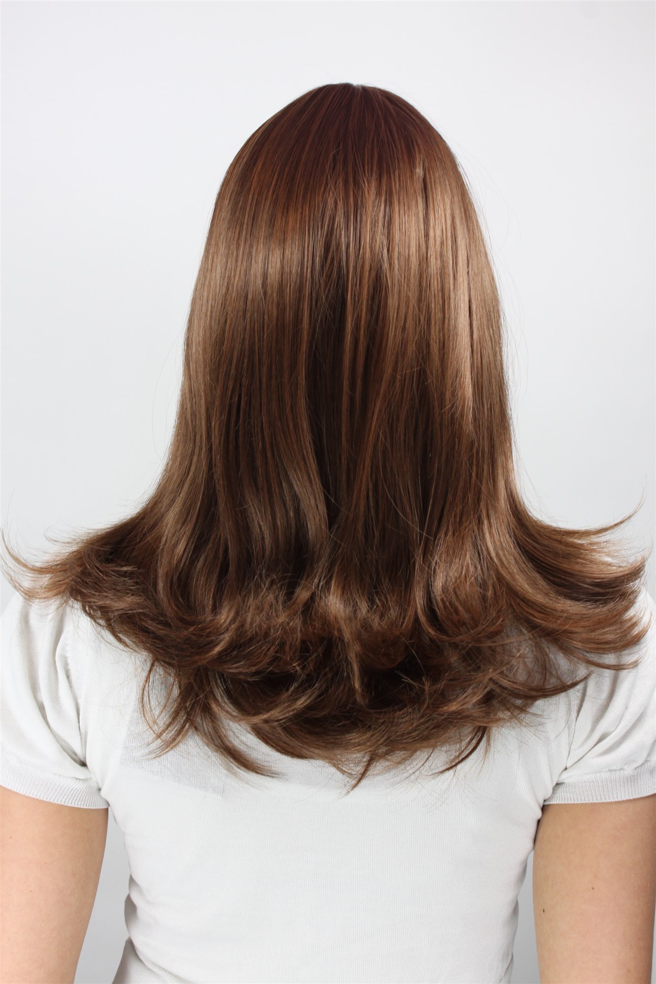 hochwertige Qualitätsperücken, Perücke geschwungene Spitzen Braun-Mix 3218-5/114, Ansicht 3, WIG ME UP: Ihr Perücken Online Shop wellige Tressen-Perücke mit Kopfhaut-Imitat Mittelbraun und Hell-Rostbraun lange Haare für Damen