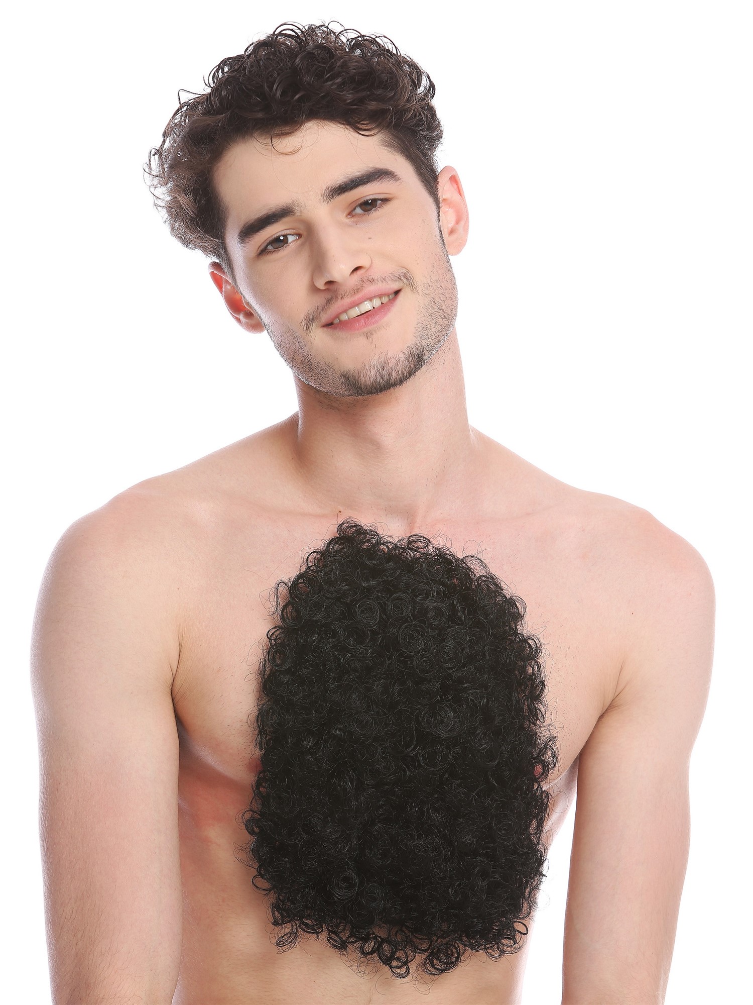 günstige Party Perücke, Brusthaar Toupet Brusthaartoupet Karneval Schwarz BB-013-black, Ansicht 3, WIG ME UP: Ihr Perücken Online Shop Brusthaar-Toupet aus Kunsthaar schwarz