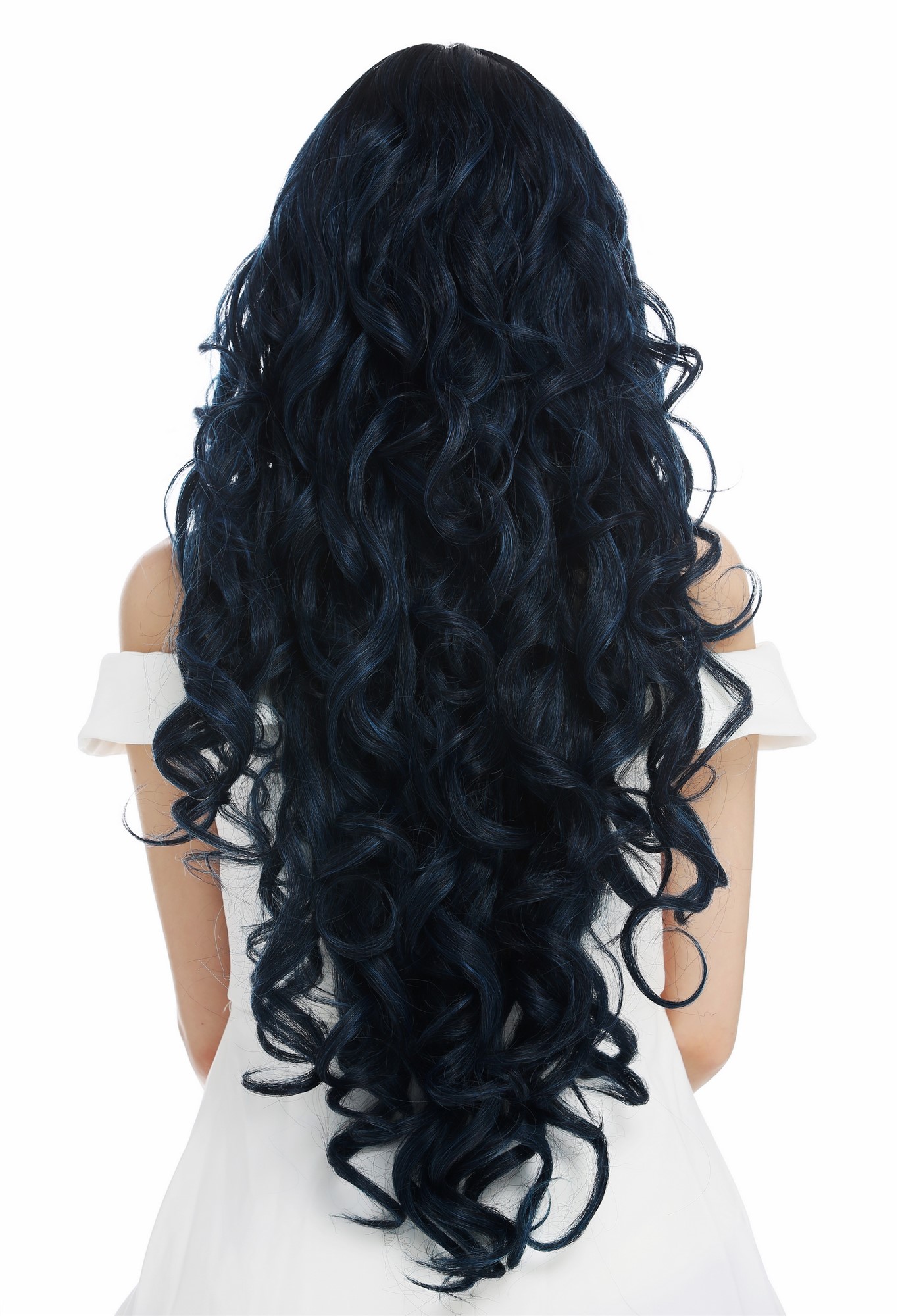 Quality Wigs, Ladies, blue-black mix, curled, very long