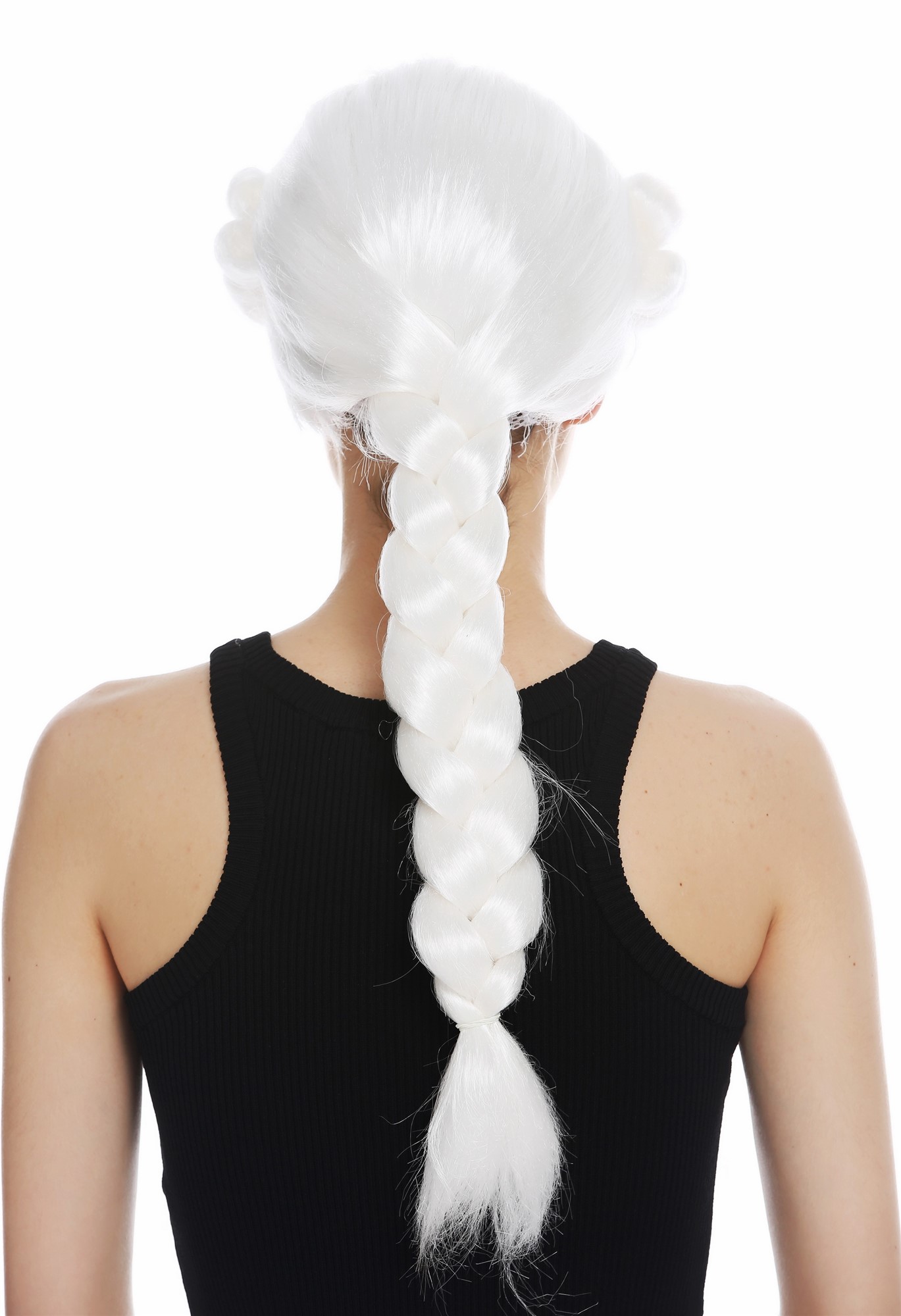 günstige Party Perücke, Perücke Barock Zopf geflochten Weiß 3279-P68, Ansicht 6, WIG ME UP: Ihr Perücken Online Shop geflochtene Party Perücke Weiß lange Haare Unisex