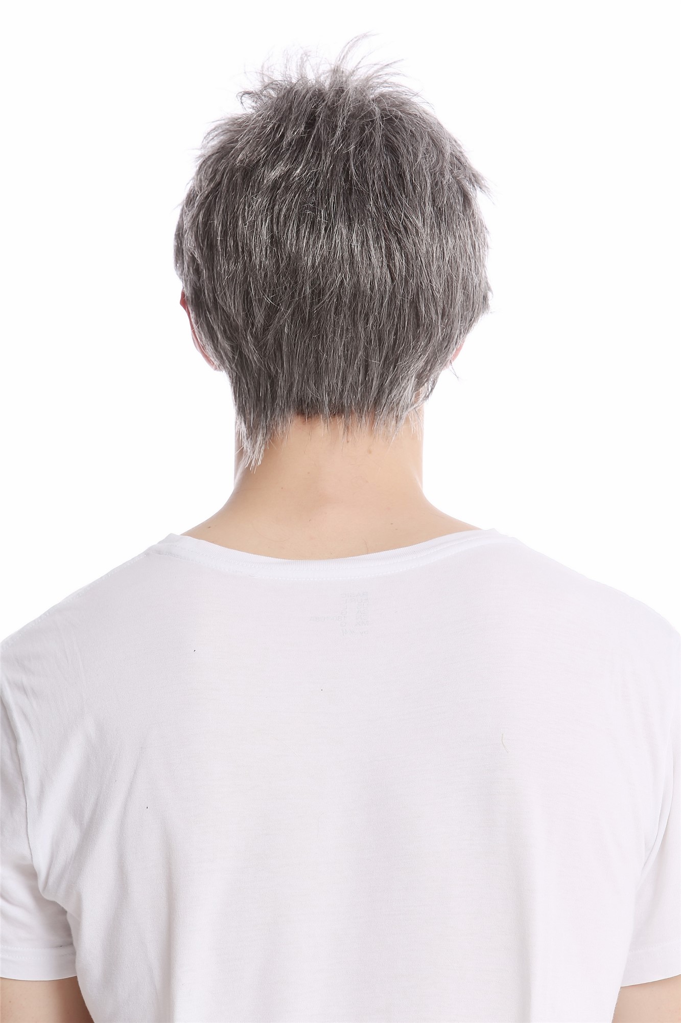 hochwertige Qualitätsperücken, Herren Perücke Wild Stürmisch-Struppig aufgestylt Kurz Dunkelgrau GFW1169-44, Ansicht 4, WIG ME UP: Ihr Perücken Online Shop wellige Tressen-Perücke Dunkelbraun-Grau-Mix kurze Haare für Herren