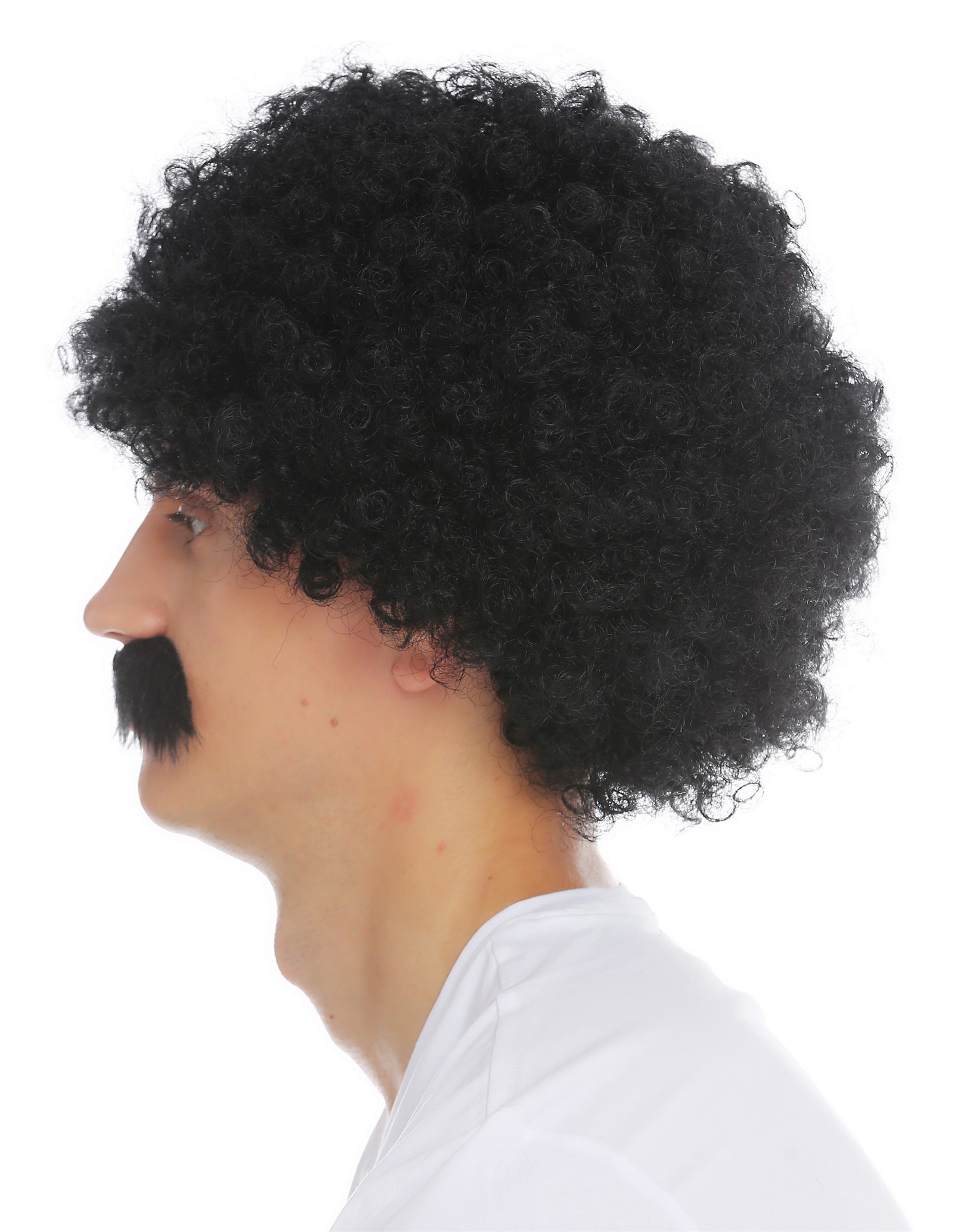 Wig & beard set men carnival frizzy curls voluminous afro 70's hippie 2018553, view 3, WIG ME UP: Your Perücken Online Shop Party Wig, Men, pitch black, curled, short