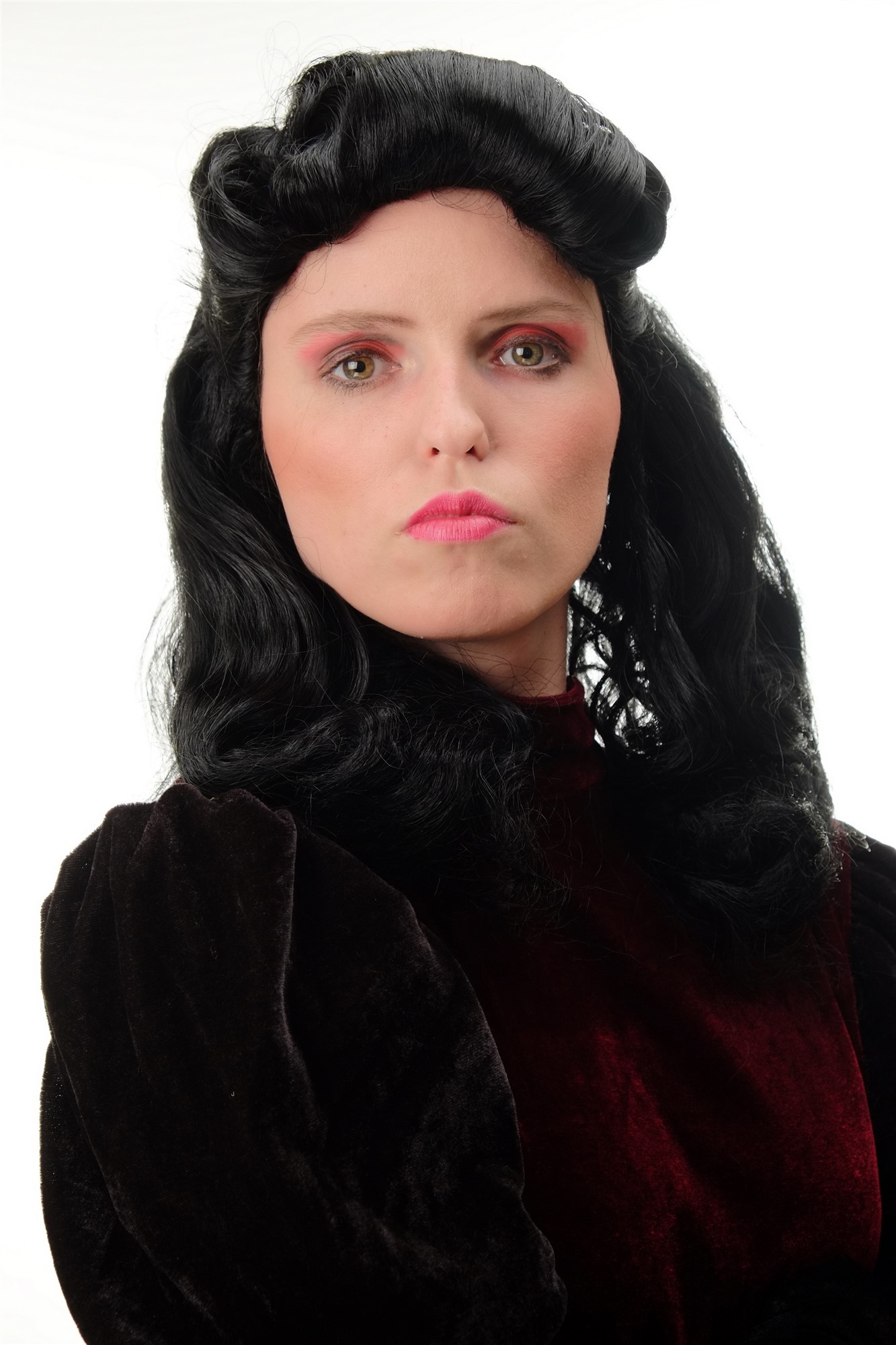 günstige Party Perücke, Damenperücke Tolle 50s Rockabilly Schwarz PT0036-PP103, Ansicht 2, WIG ME UP: Ihr Perücken Online Shop wellige Party Perücke Schwarz lange Haare für Damen