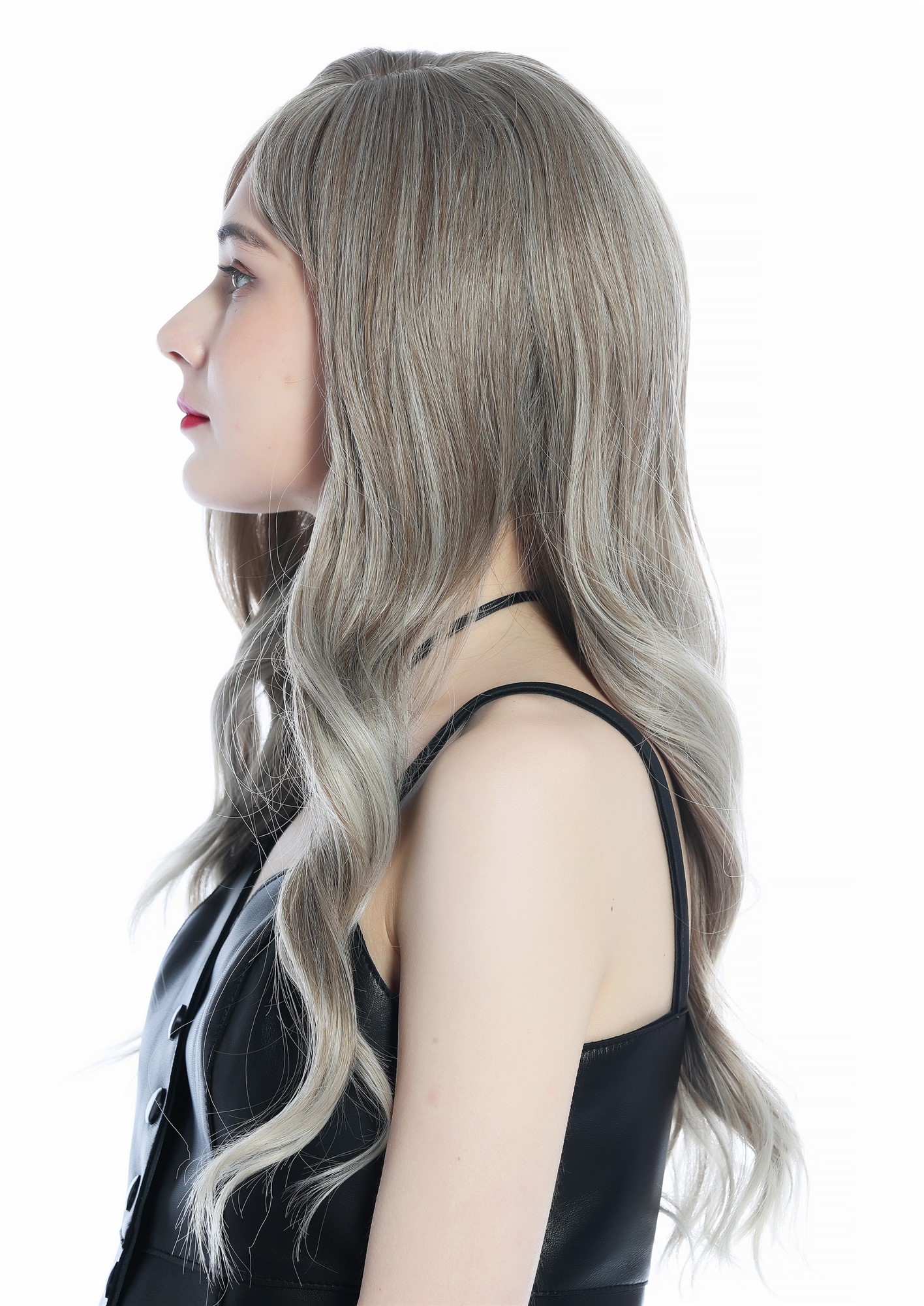 hochwertige Qualitätsperücken, Perücke sehr lang wellig Balayage Mittelblond platinblonde Strähnen LC272N-10T85/88A, Ansicht 6, WIG ME UP: Ihr Perücken Online Shop wellige Tressen-Perücke mit Kopfhaut-Imitat Mittelblond mit Platinblonde Strähnen lange Haare für Damen