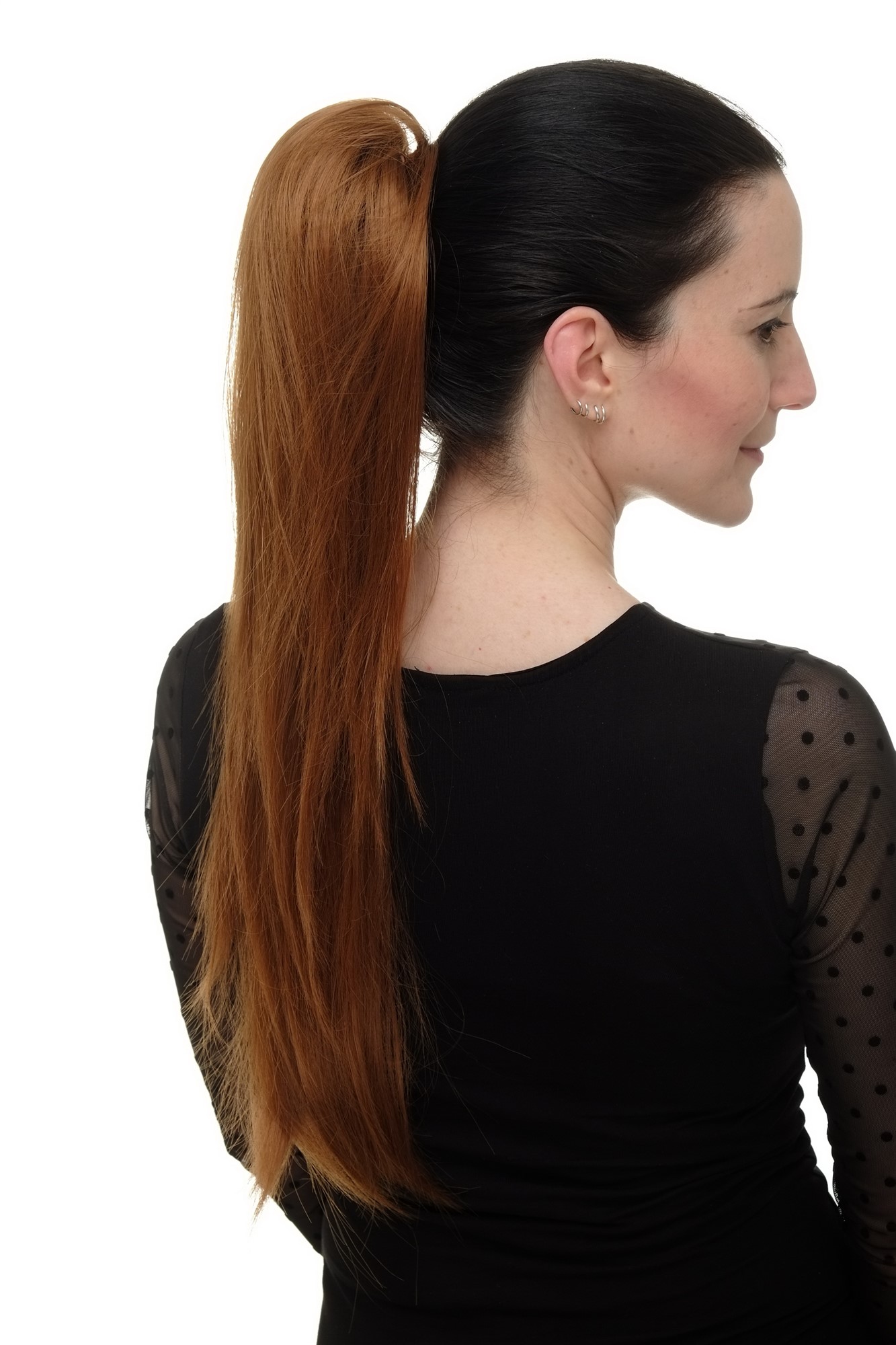 hochwertiges Haarteil voluminös glatt Butterfly-Clip + Gummizug Kupferbraun WK06-30, Ansicht 5, WIG ME UP: Ihr Perücken Online Shop glattes Zopf-Haarteil Kupferbraun 60 cm lang