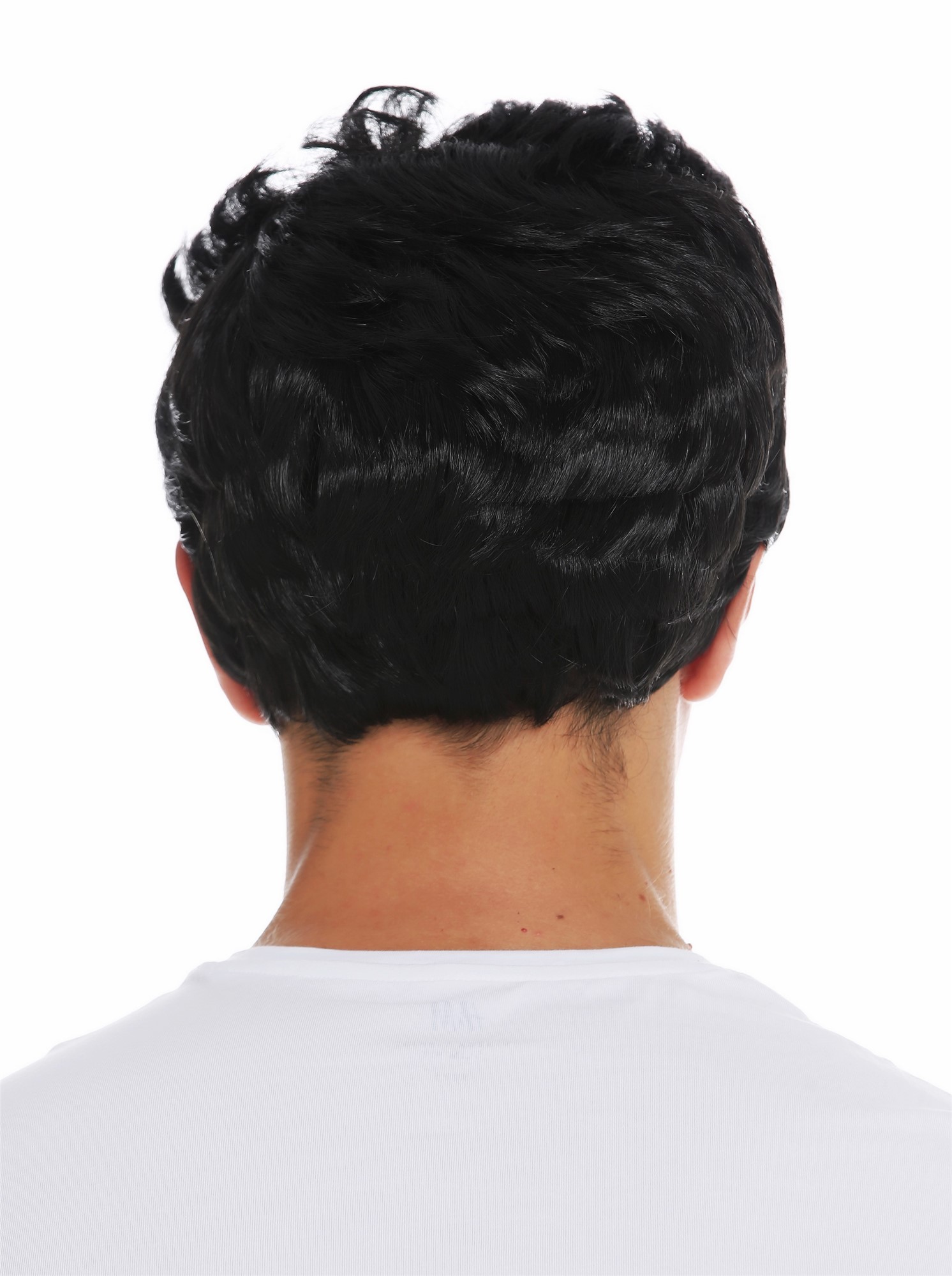 Wig carnival Halloween men man short cool wavy quiff 50's 60's black 7064, view 6, WIG ME UP: Your Perücken Online Shop Party Wig, Unisex, pitch black, wavy, short