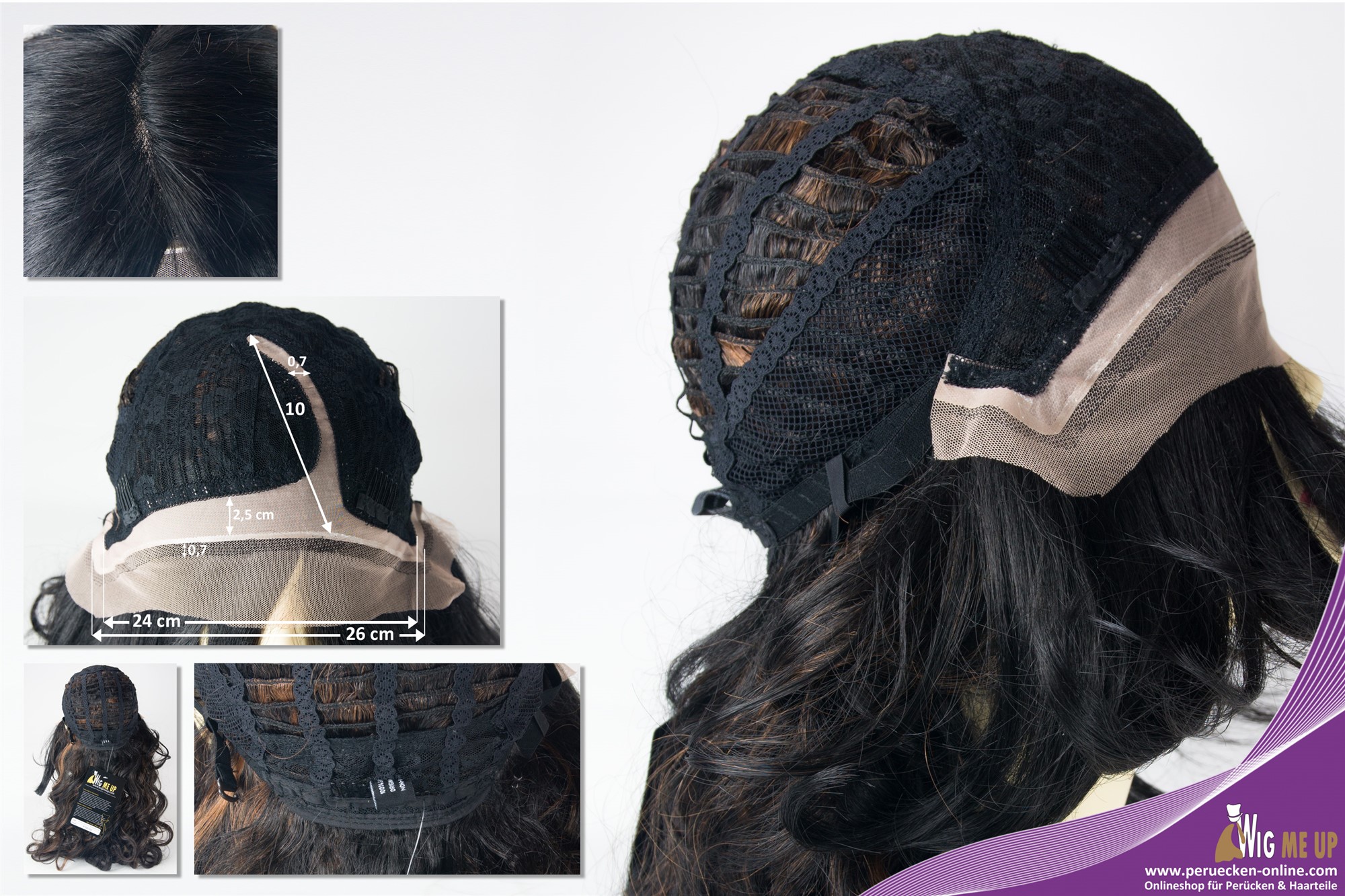 Lady wig long curly black copper-brown highlights lace front monofilament RCP803, view 5, WIG ME UP: Your Perücken Online Shop Quality Wigs, Ladies, velvet black-copper brown mix, curled, long