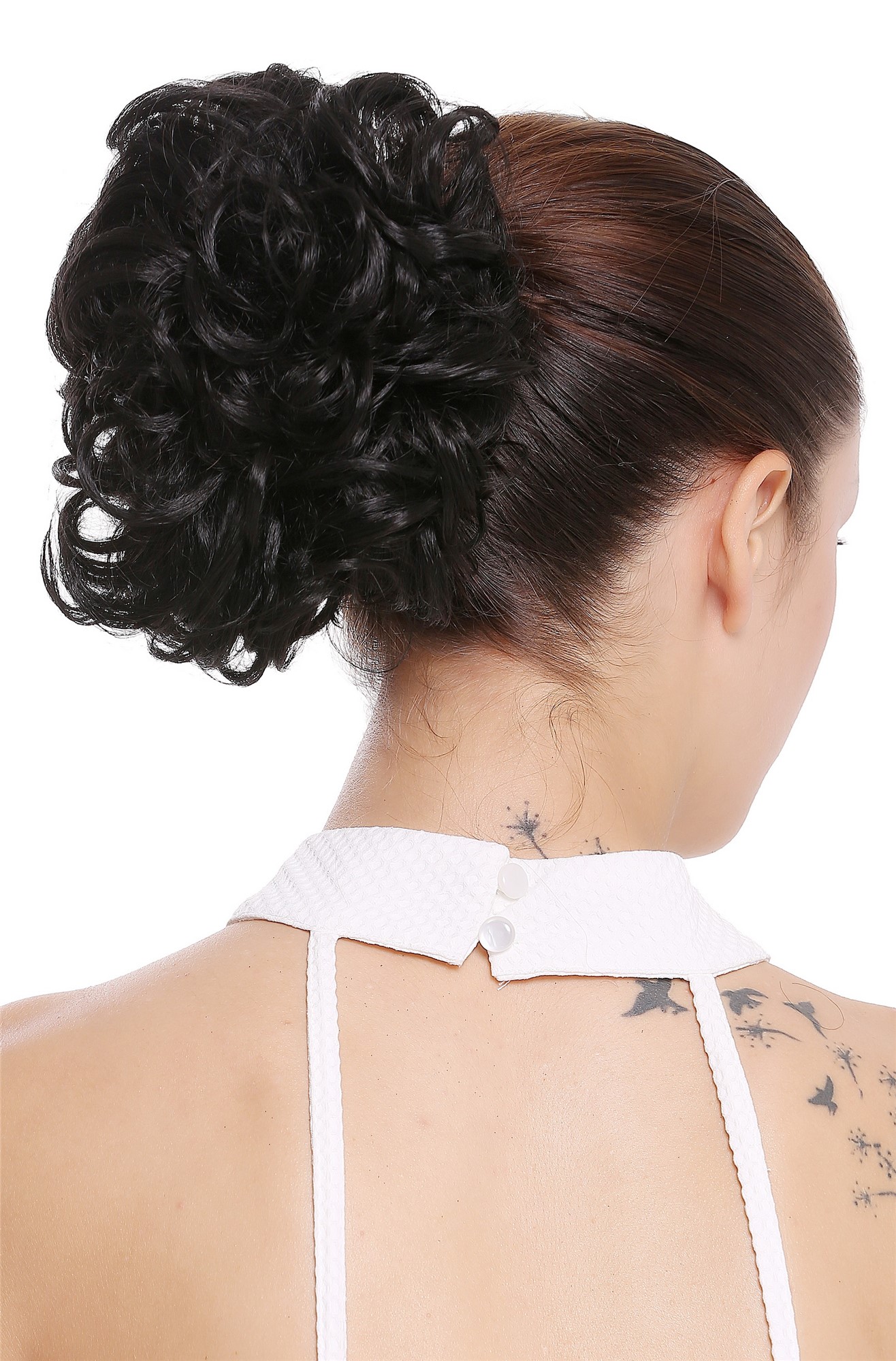 Hair Bun, velvet black, curled, short