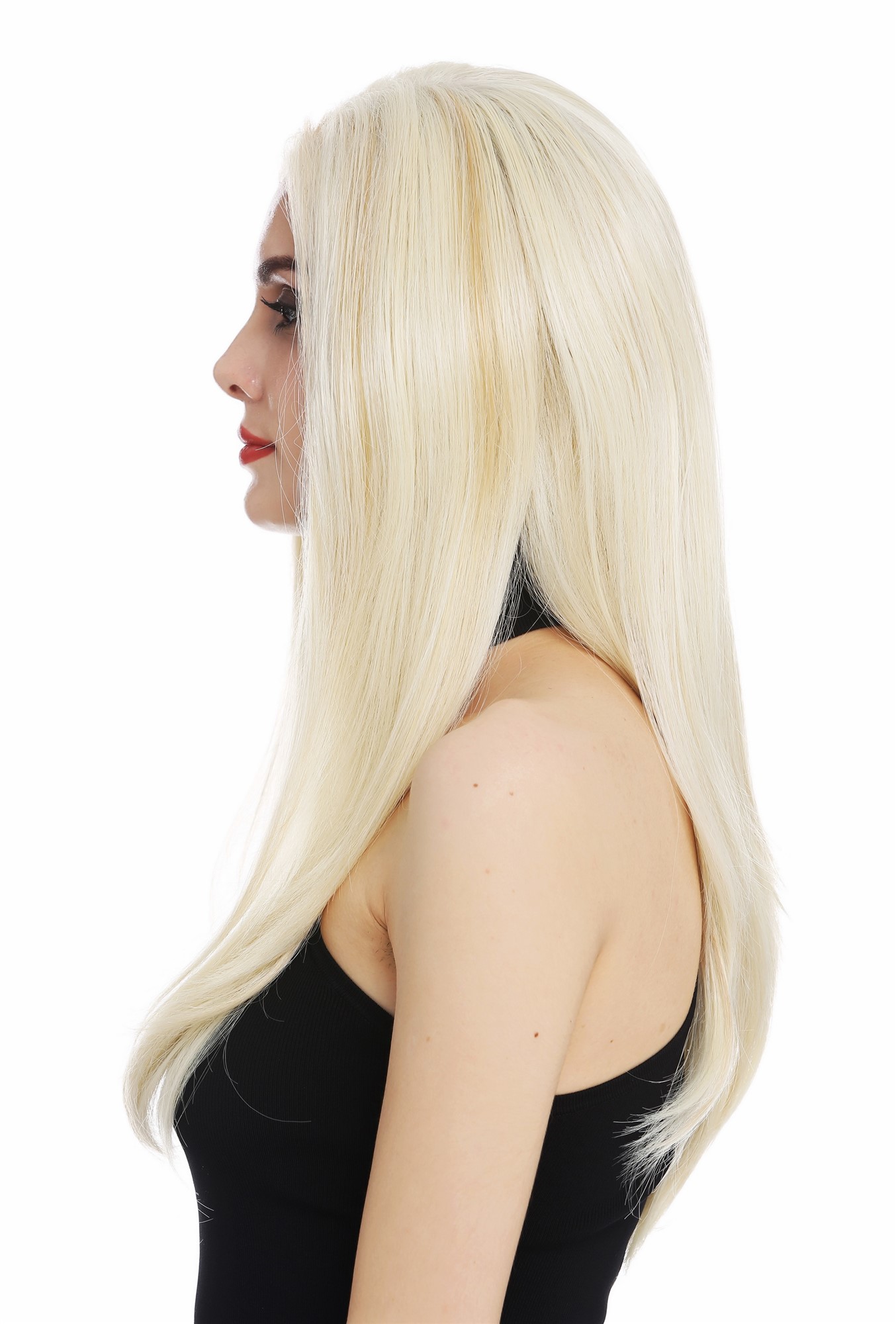 hochwertige Qualitätsperücken, Perücke vollständig handgeknüpft Monofilament Lacefront lang sleek glatt Hellblond DW2088+2-FHT-MF, Ansicht 4, WIG ME UP: Ihr Perücken Online Shop glatte Tressen-Perücke mit Teil-Mono Oberkopf, Front-Lace, Voll-Mono und als Befestigung mit Klebeflächen Blond-Mix lange Haare für Damen